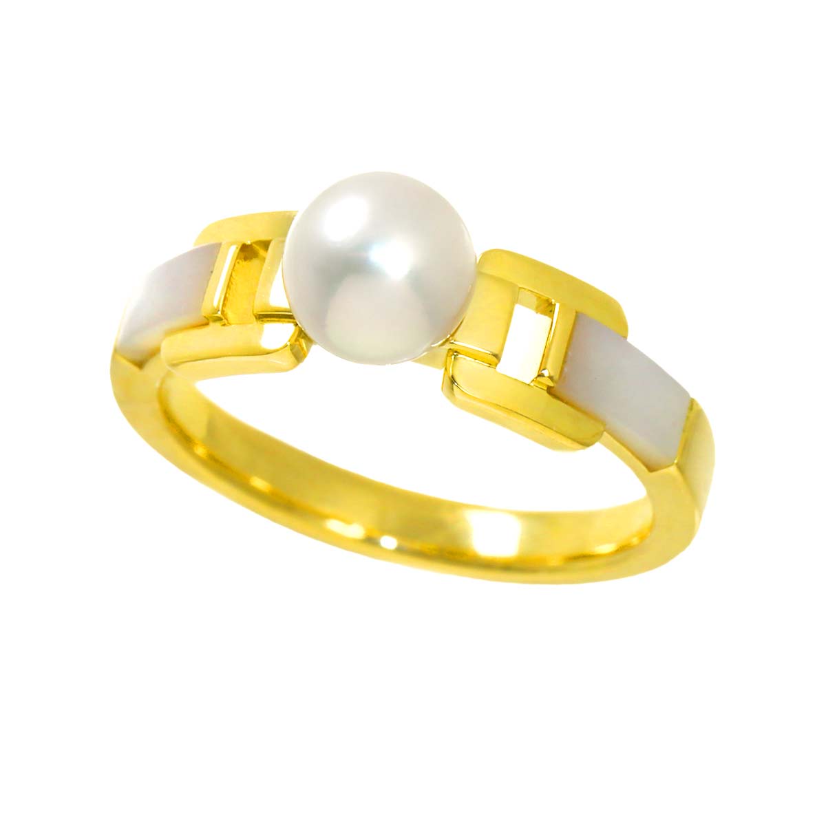 Akoya Pearl 6.3mm MOP Ring 18K YG 750 Size6(US)