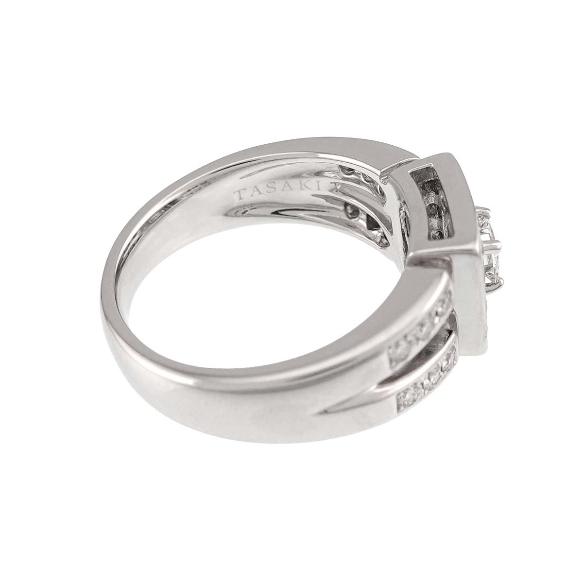 Diamond 0.48ct Ring 18K White Gold 750 Size6(US)