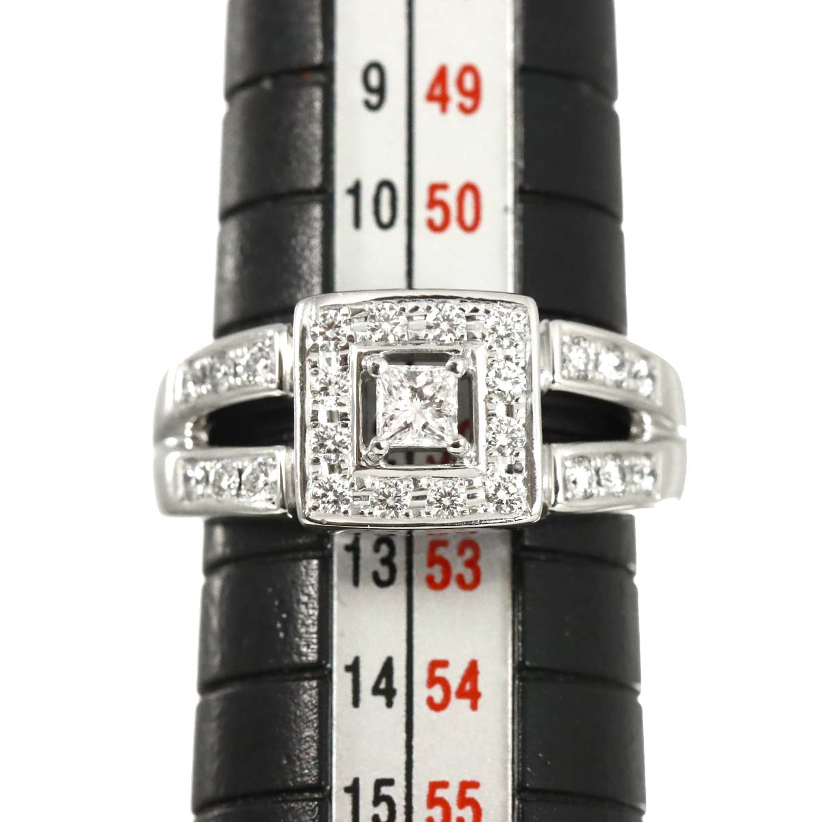 Diamond 0.48ct Ring 18K White Gold 750 Size6(US)