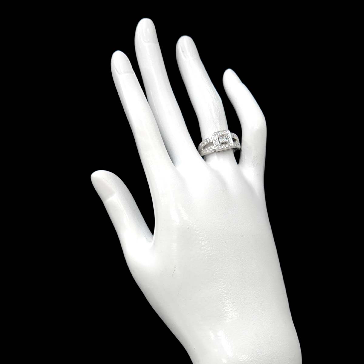 Diamond 0.48ct Ring 18K White Gold 750 Size6(US)
