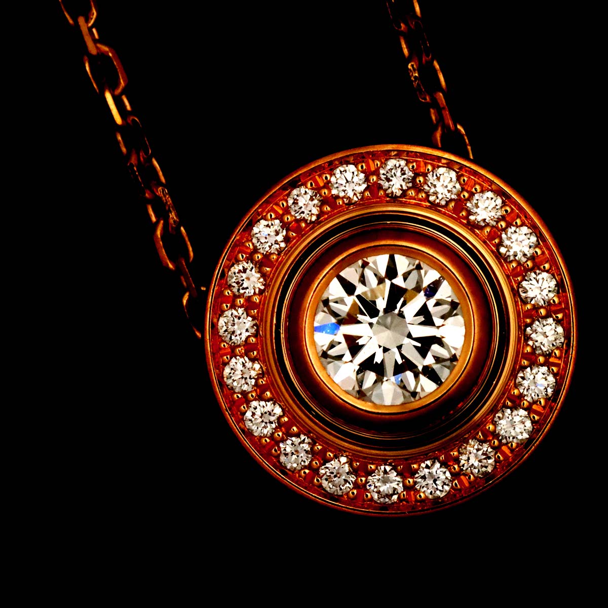 d Amour Pave Diamond Necklace 18K Pink Gold 750