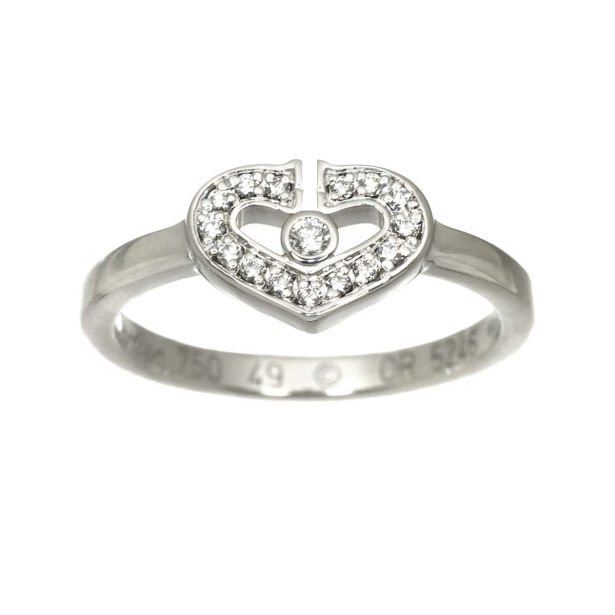 C Heart Diamond Ring 18K White Gold 750 size49 4.75-5(US)