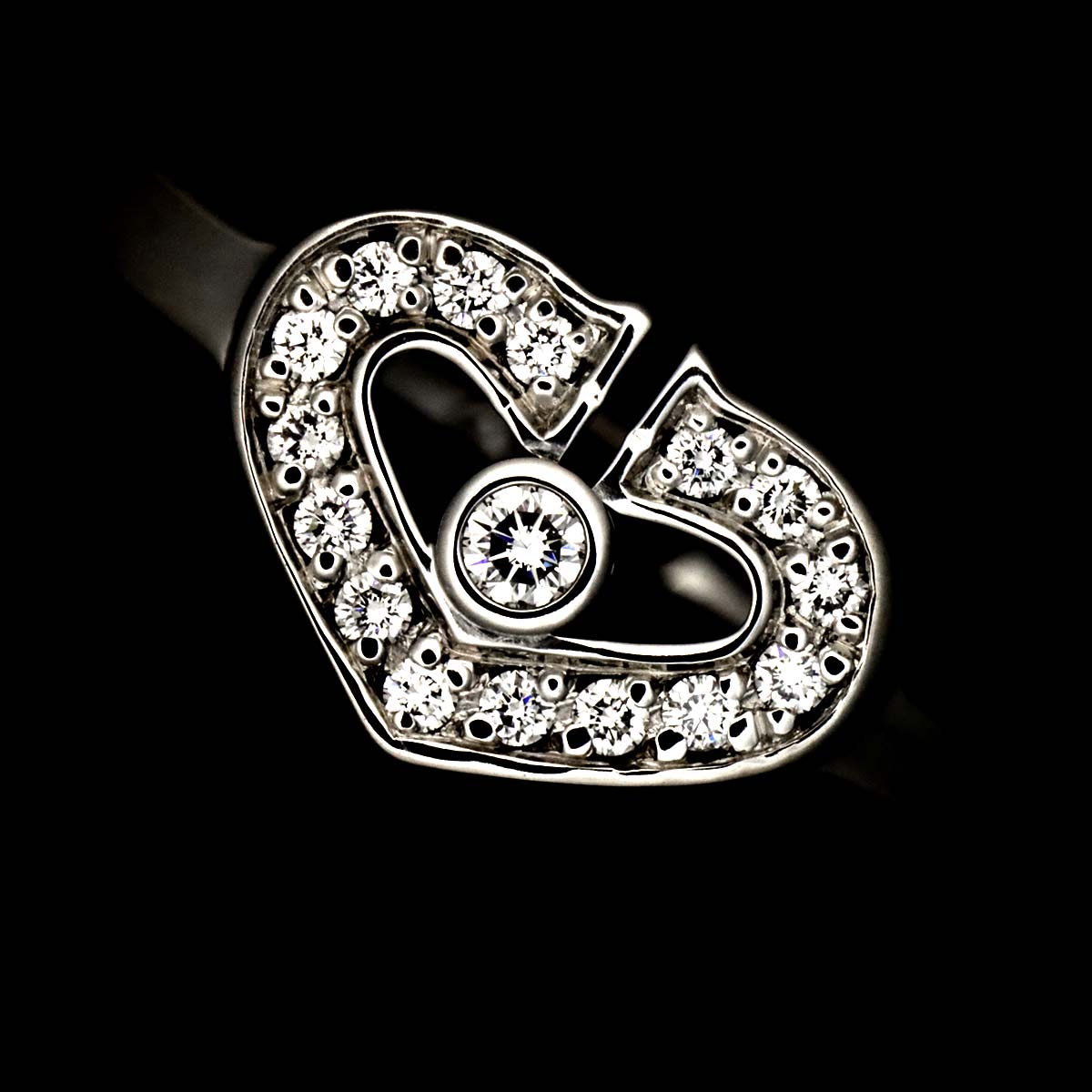 C Heart Diamond Ring 18K White Gold 750 size49 4.75-5(US)