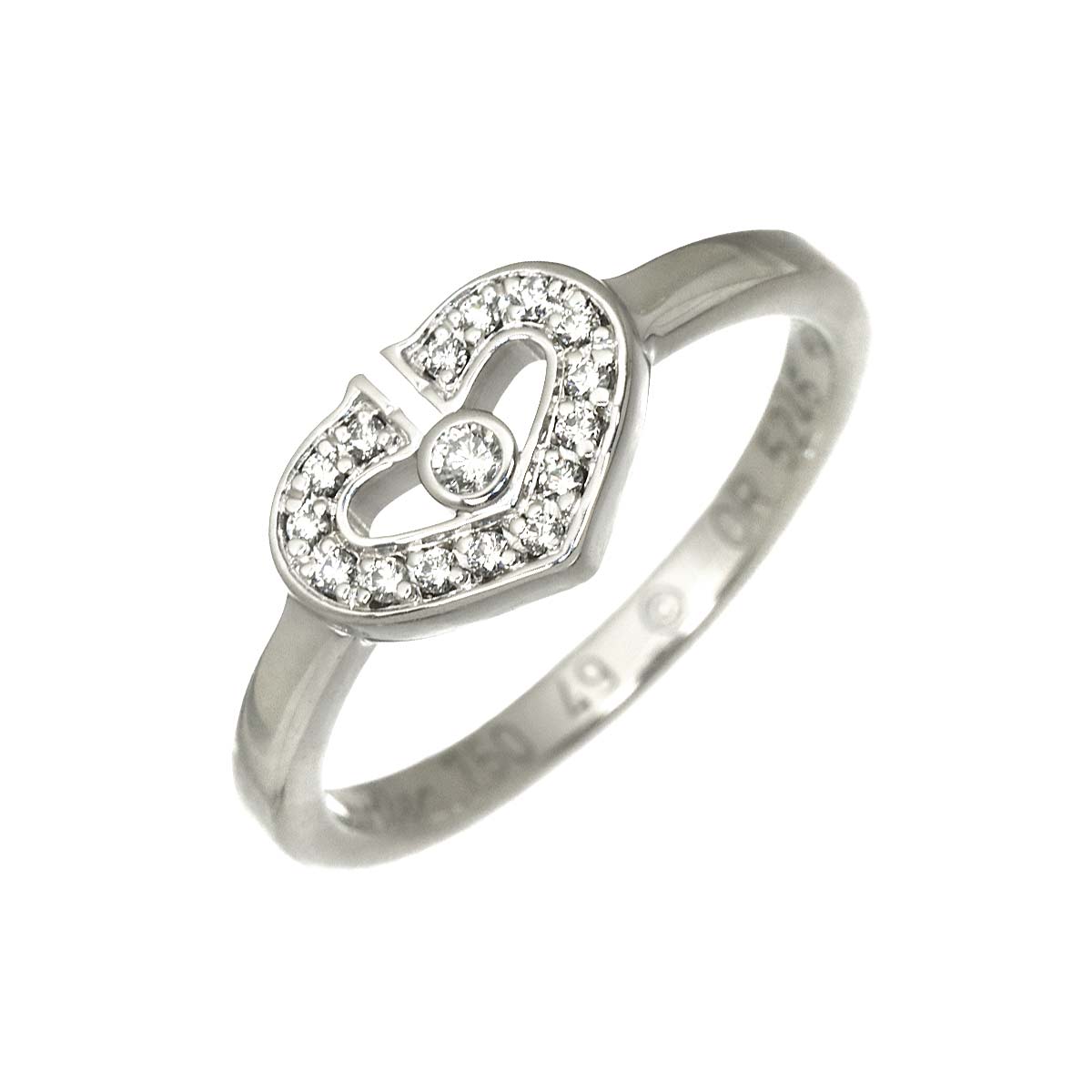 C Heart Diamond Ring 18K White Gold 750 size49 4.75-5(US)