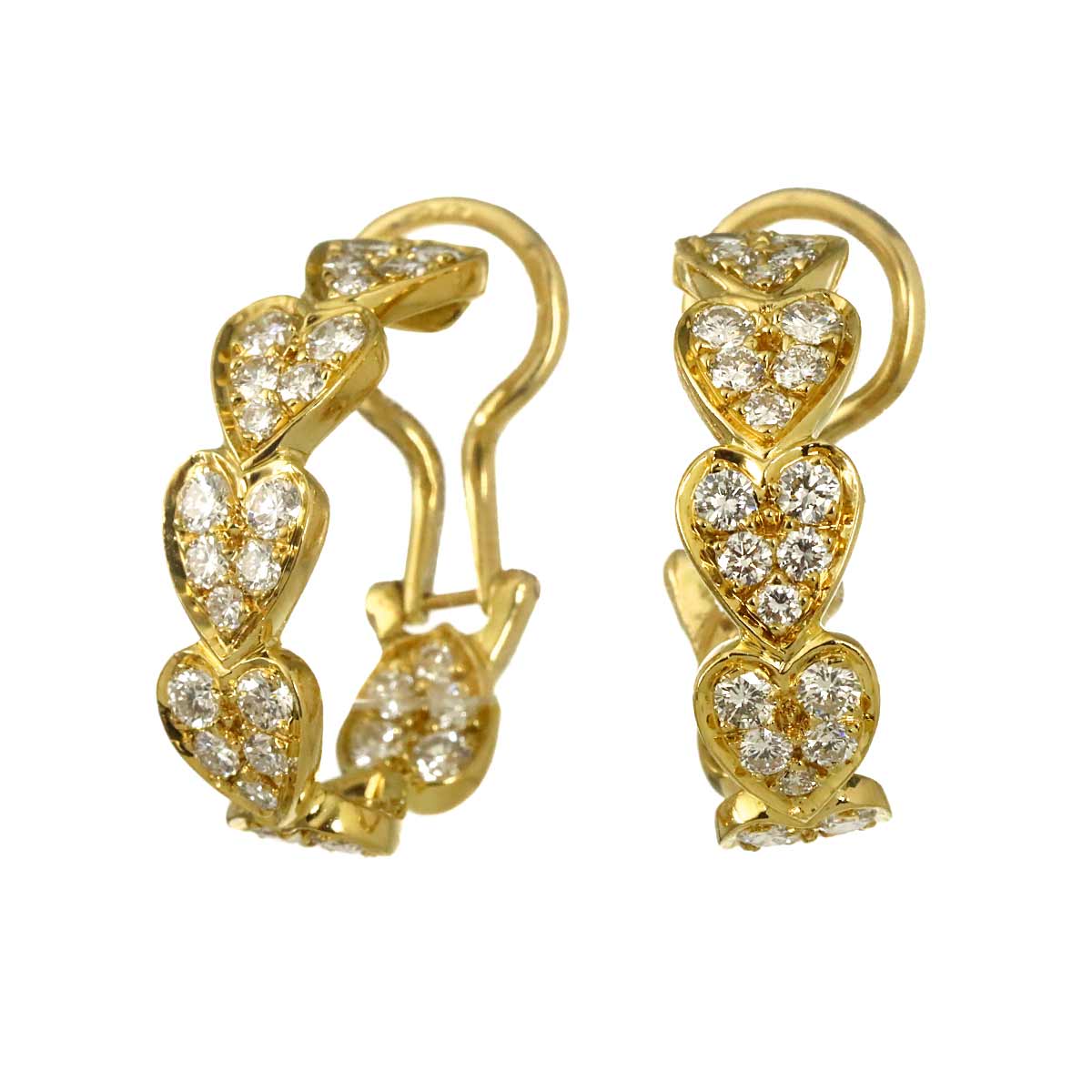 Heart Wees Diamond Earrings Clip on 18K YG 750