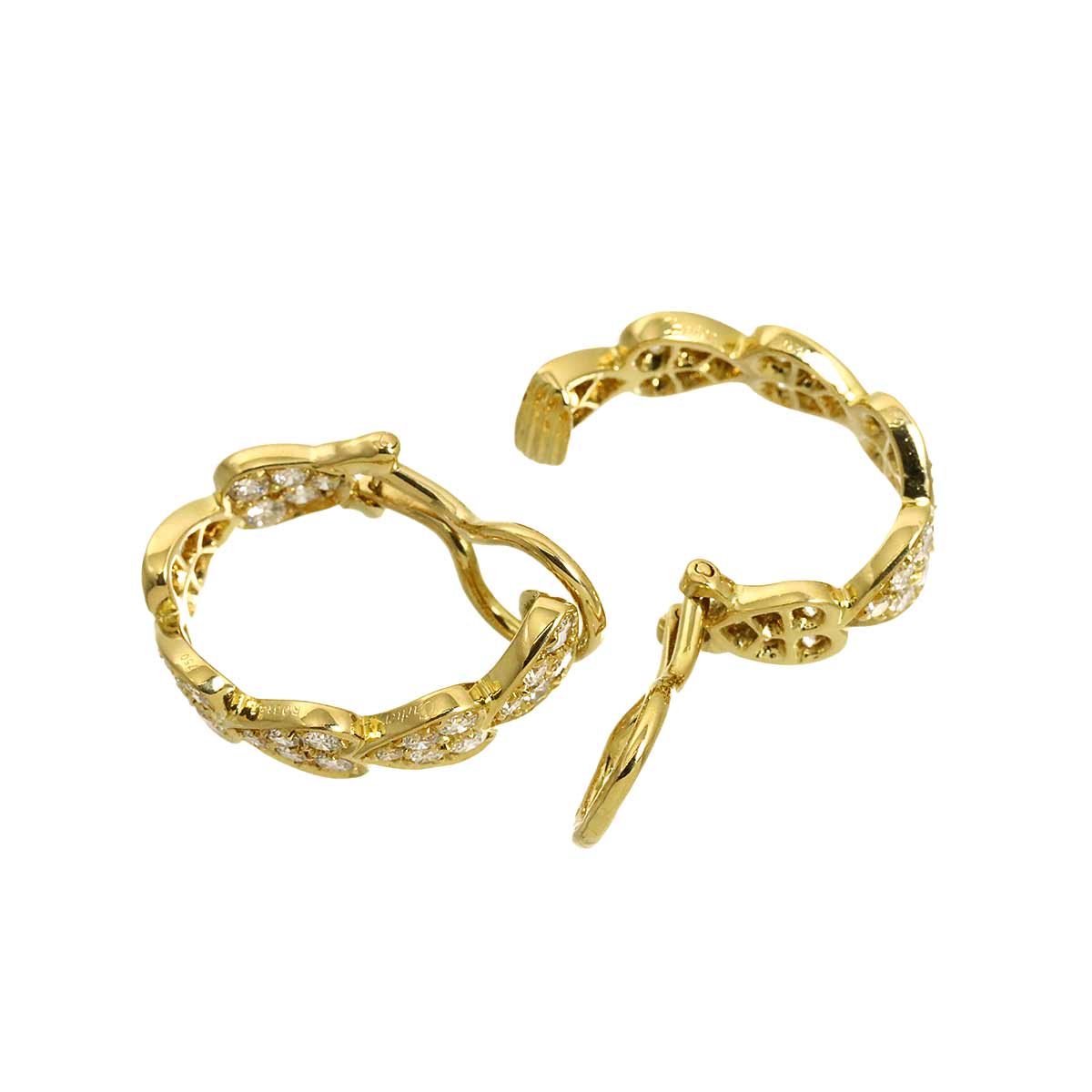 Heart Wees Diamond Earrings Clip on 18K YG 750