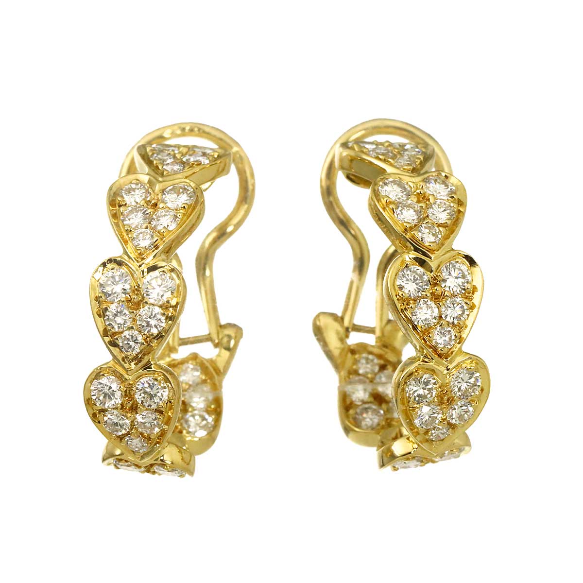 Heart Wees Diamond Earrings Clip on 18K YG 750