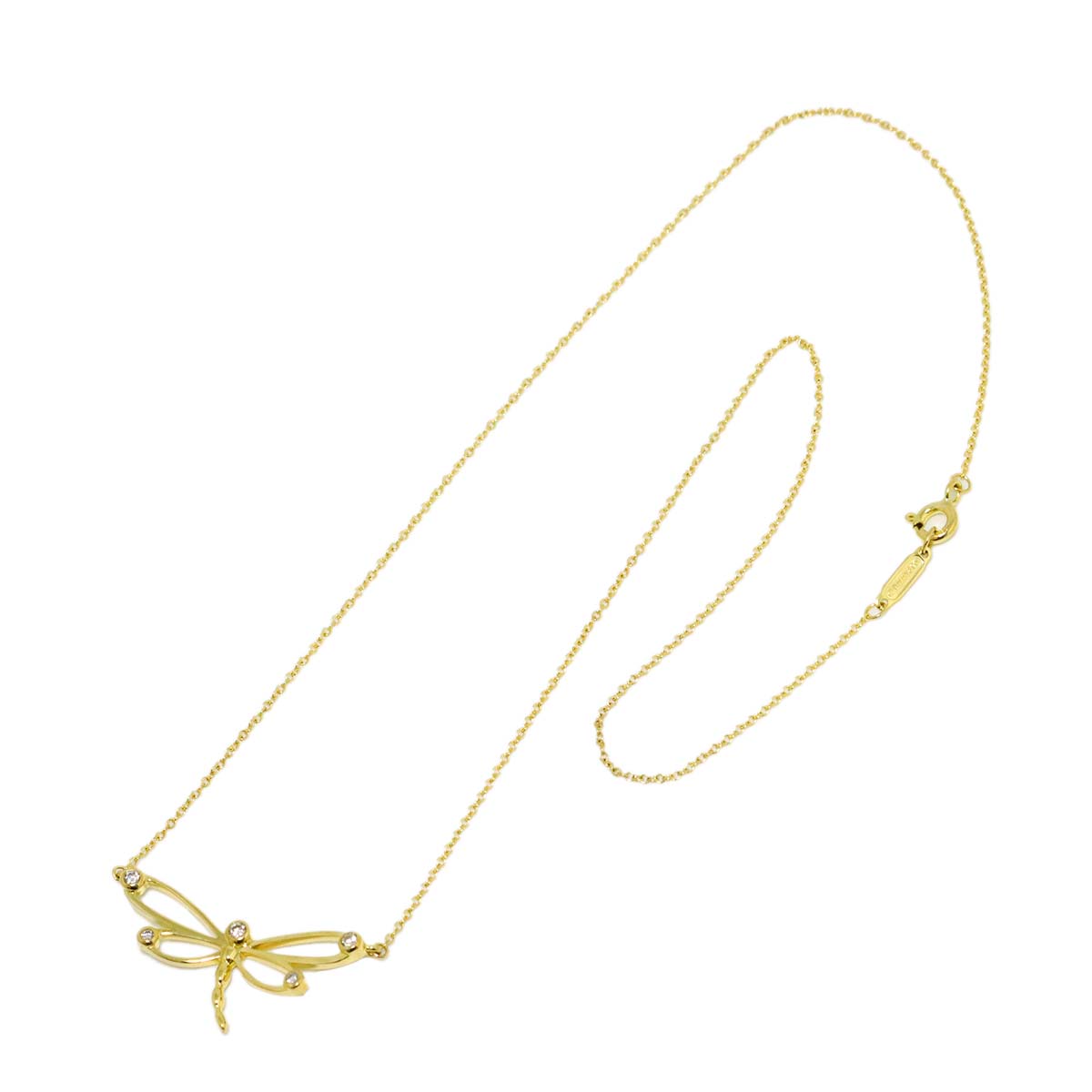 Dragonfly Diamond Necklace 18K Yellow Gold 750