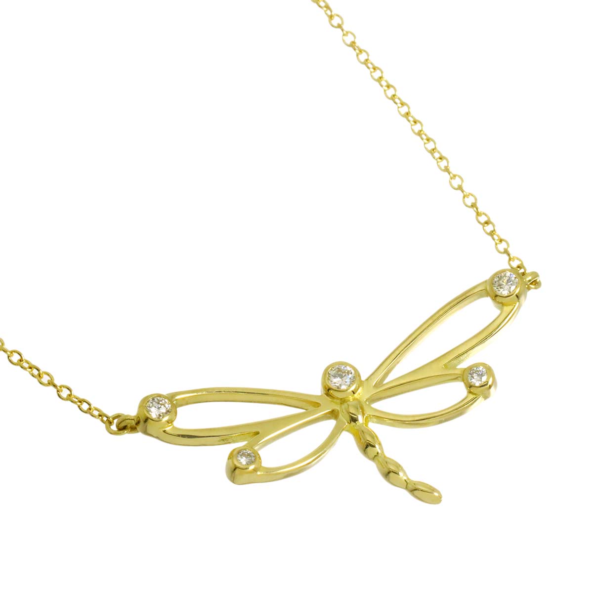 Dragonfly Diamond Necklace 18K Yellow Gold 750