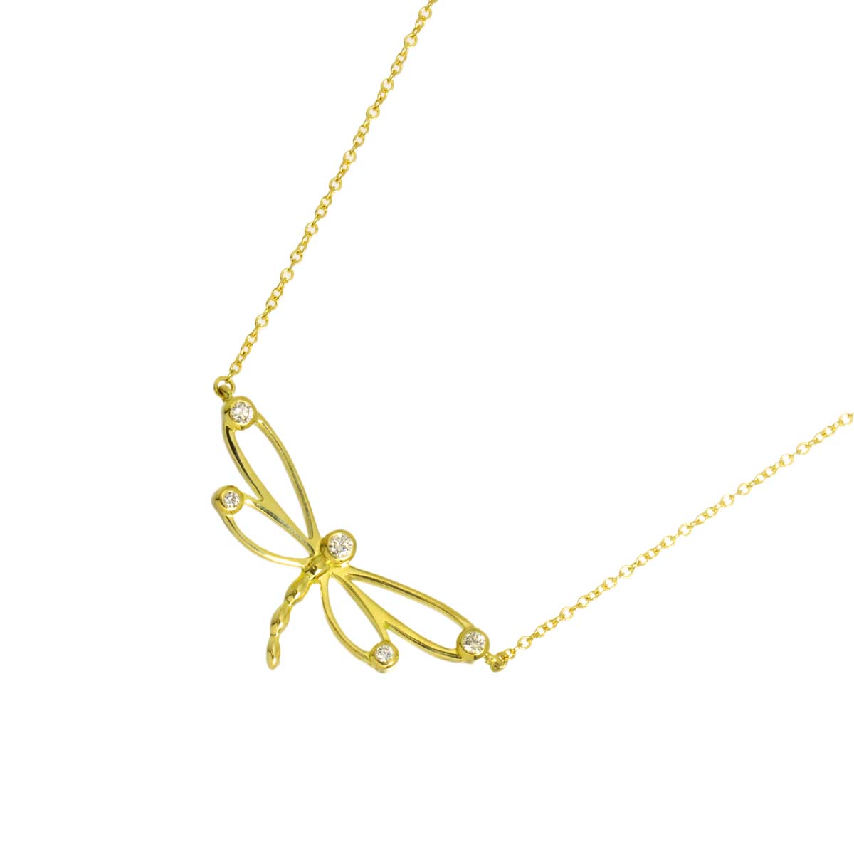 Dragonfly Diamond Necklace 18K Yellow Gold 750