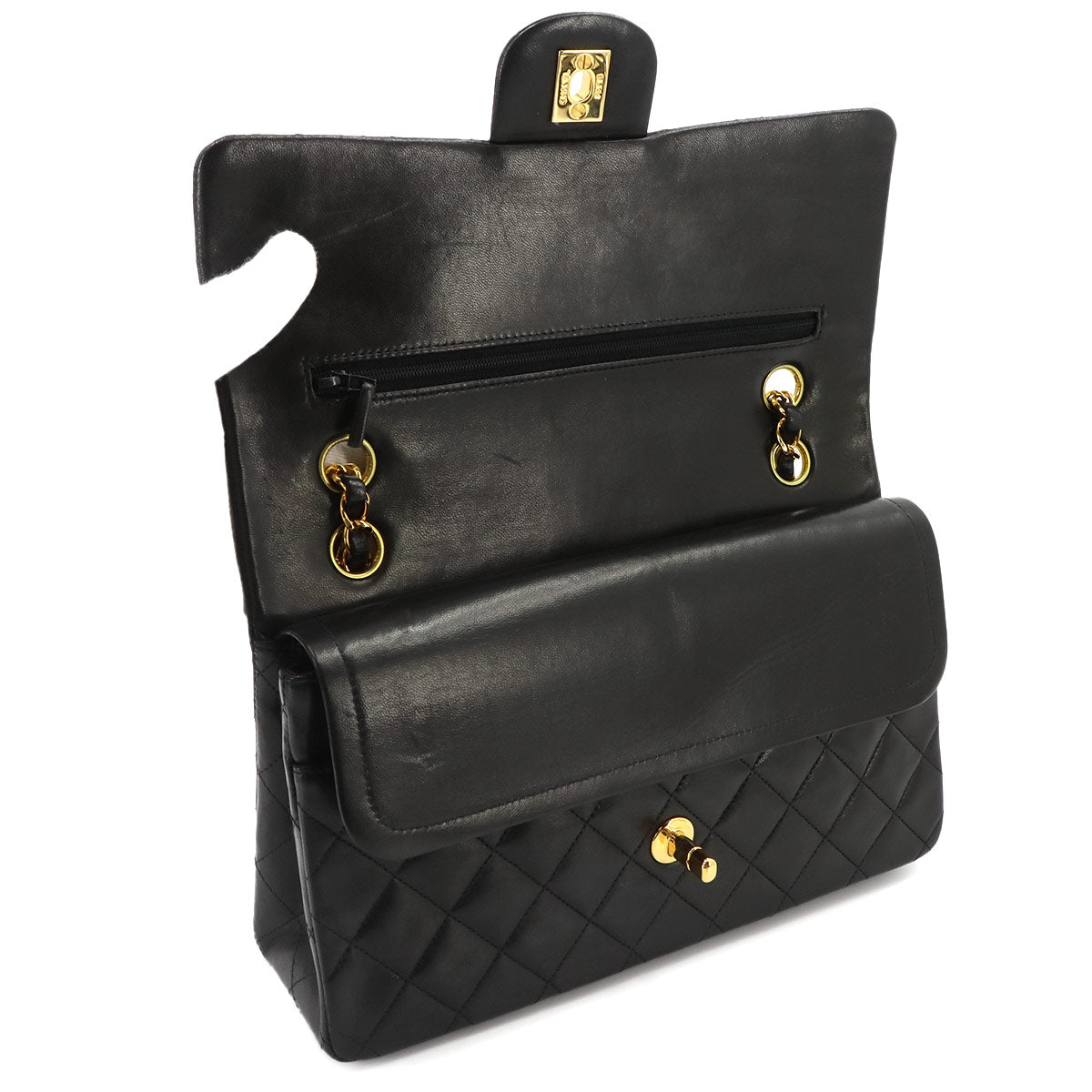 Matelasse 25 Chain Shoulder Bag Leather Black A01112