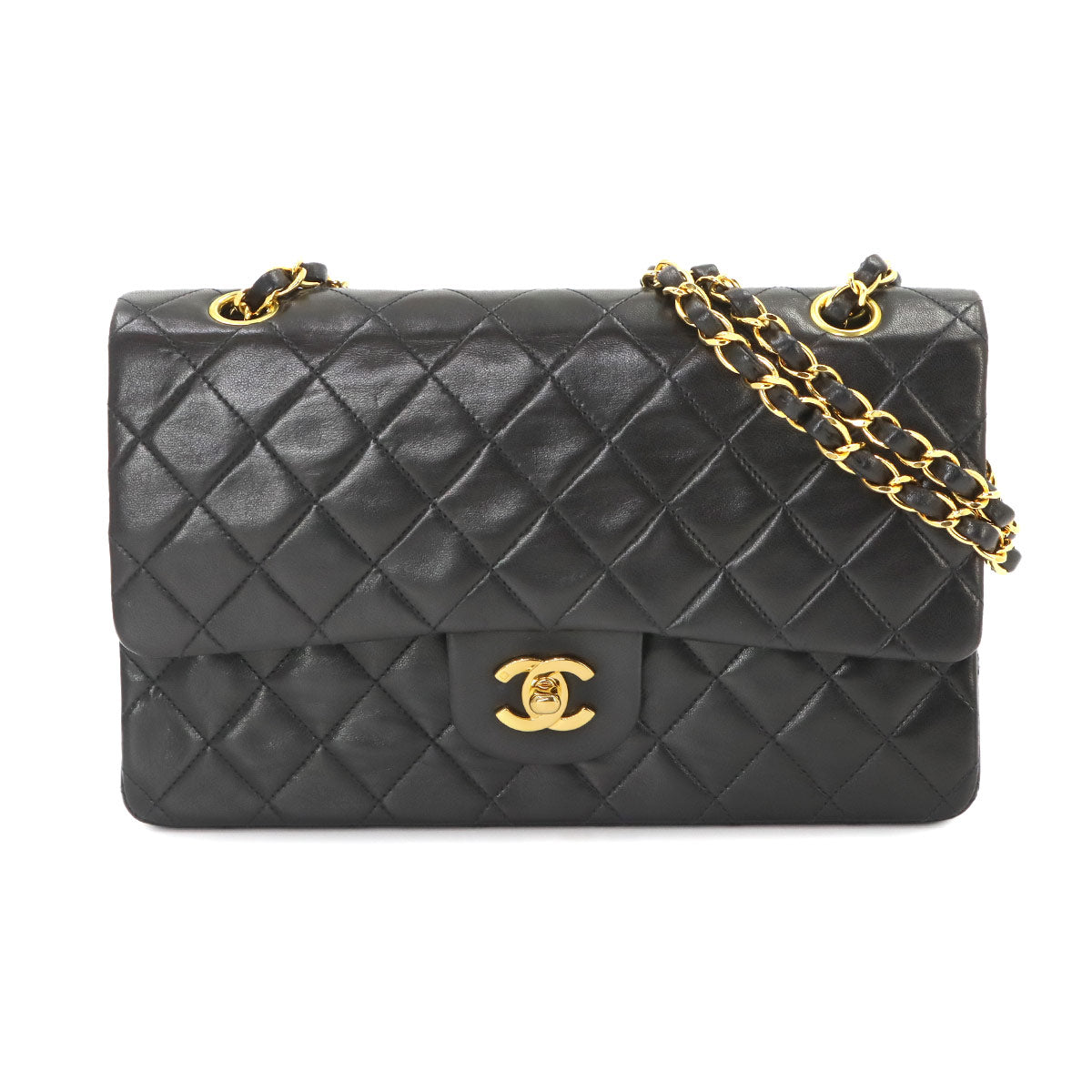Matelasse 25 Chain Shoulder Bag Leather Black A01112