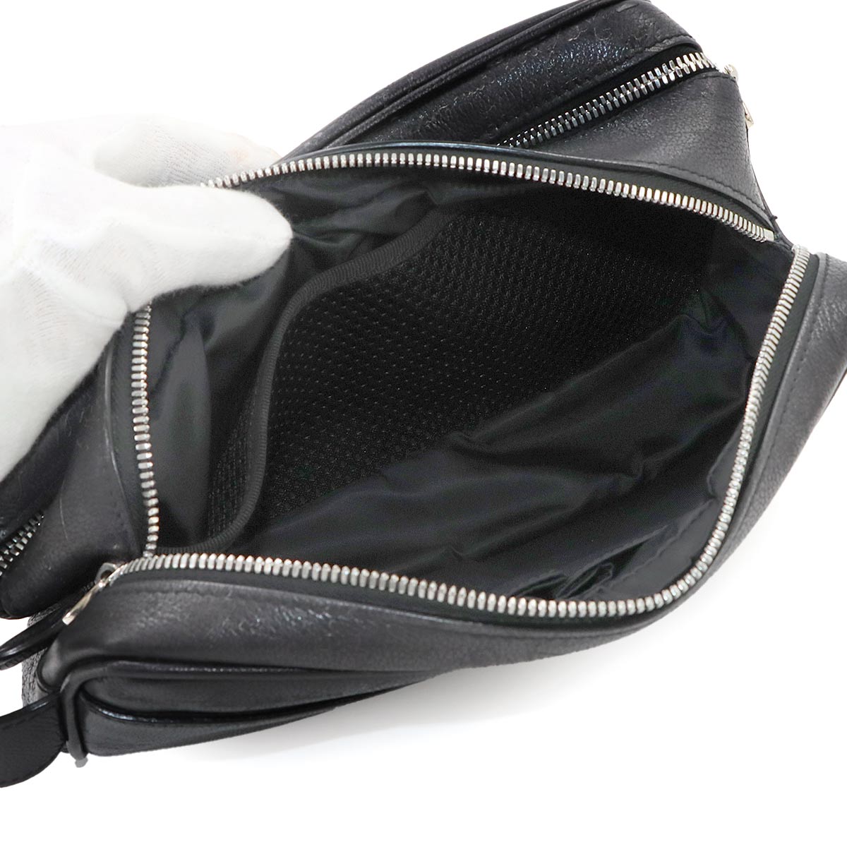 Formula 1003 Zip Pouch Venezia Soft Leather Nero Grigio