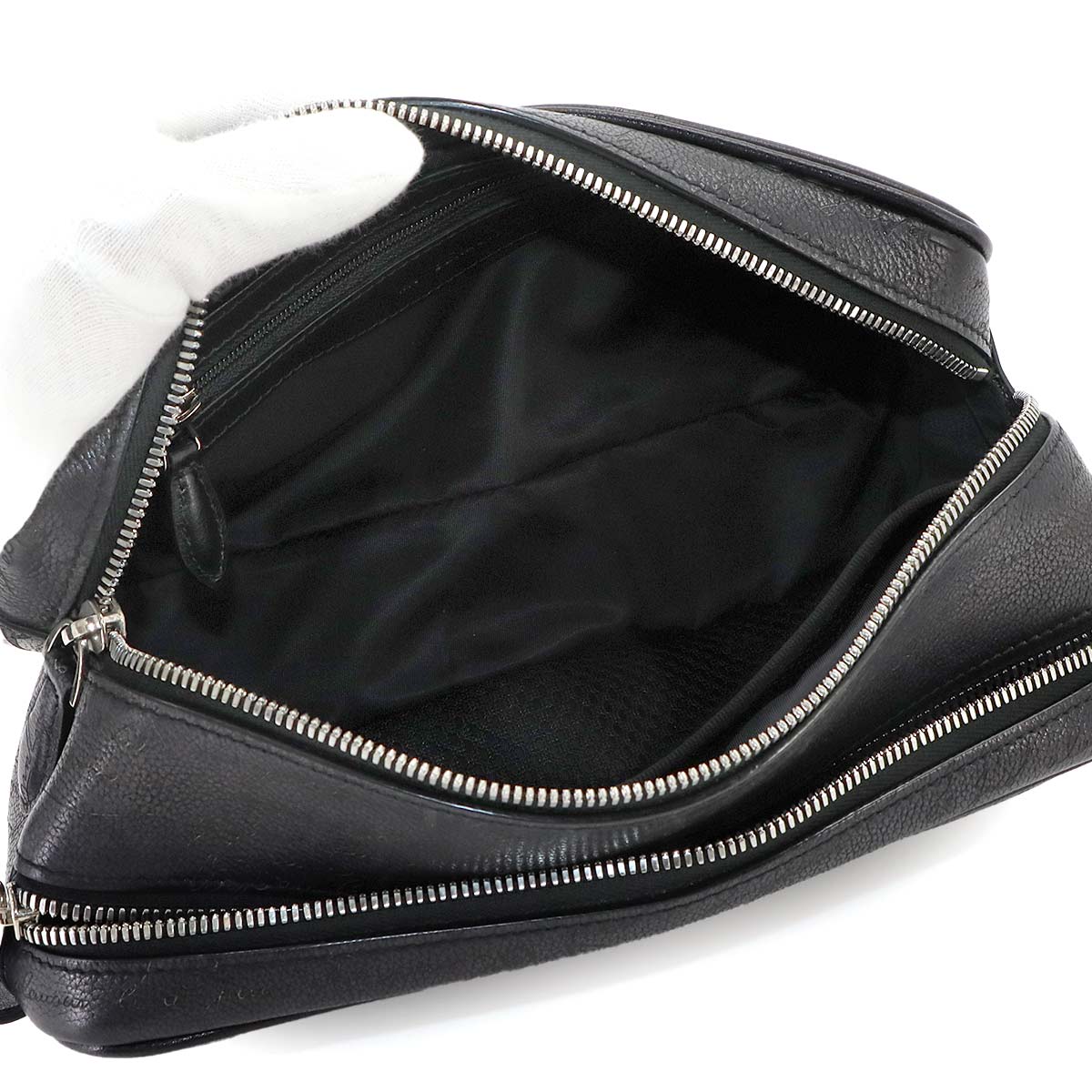 Formula 1003 Zip Pouch Venezia Soft Leather Nero Grigio