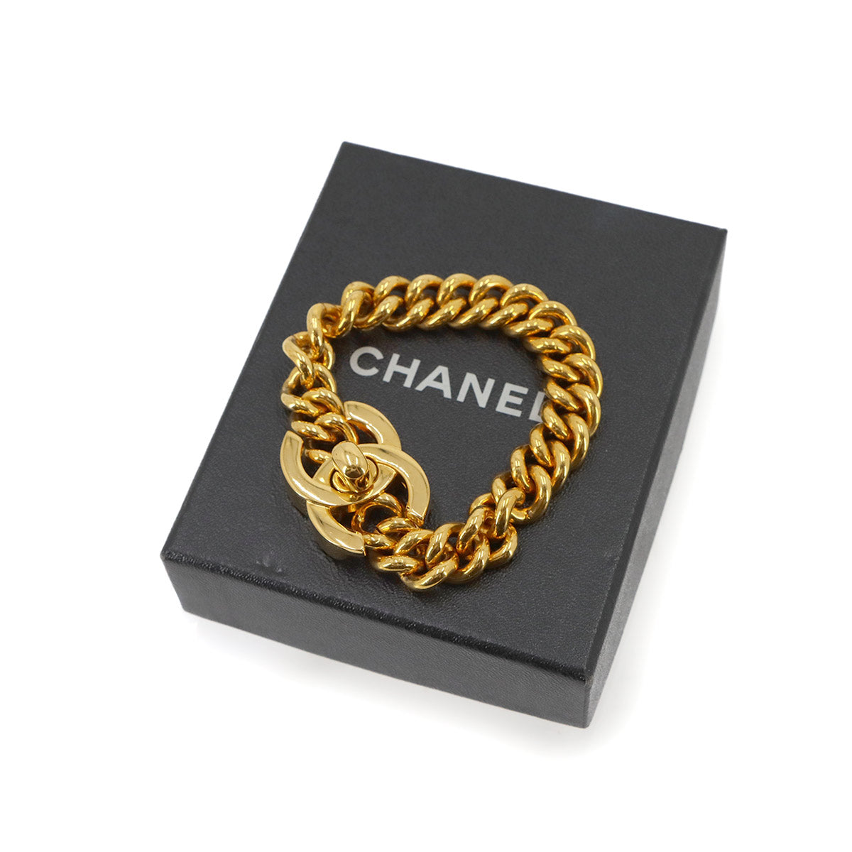 Coco Logos Chain Bracelet Gold 95A Vintage Accessory