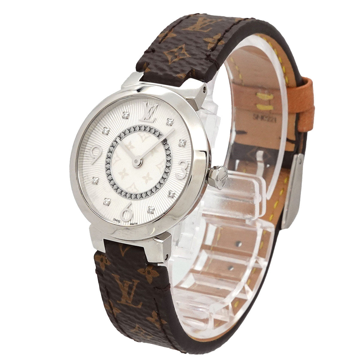 Tambour Slim Q12MG Silver Dial 8P Diamond Ladies Watch