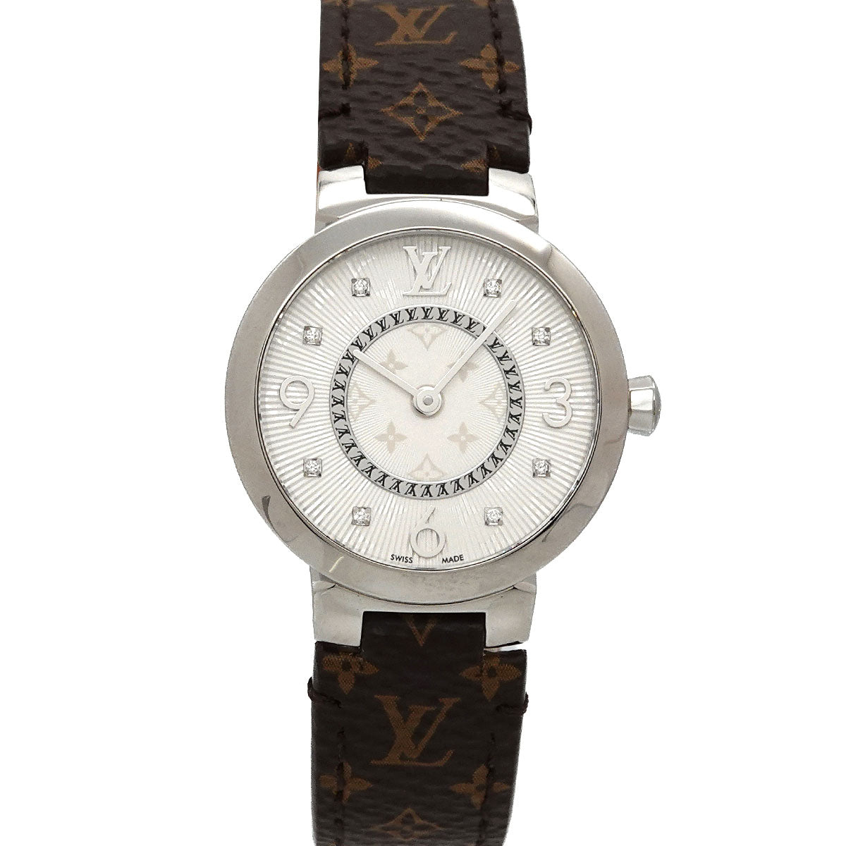 Tambour Slim Q12MG Silver Dial 8P Diamond Ladies Watch