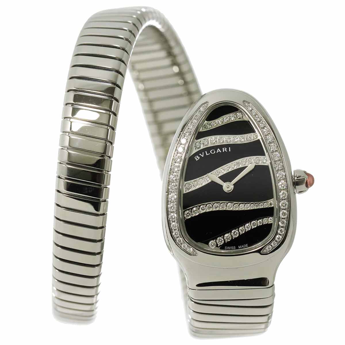Serpenti SP35S Diamond Quartz Black Dial Ladies Watch