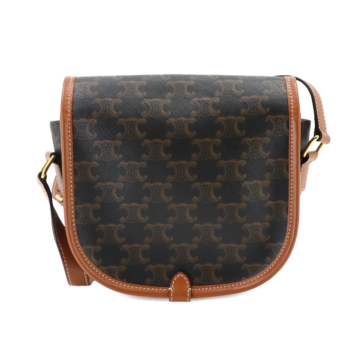 Triomphe Medium Folco Shoulder Bag PVC Leather Tan 191502