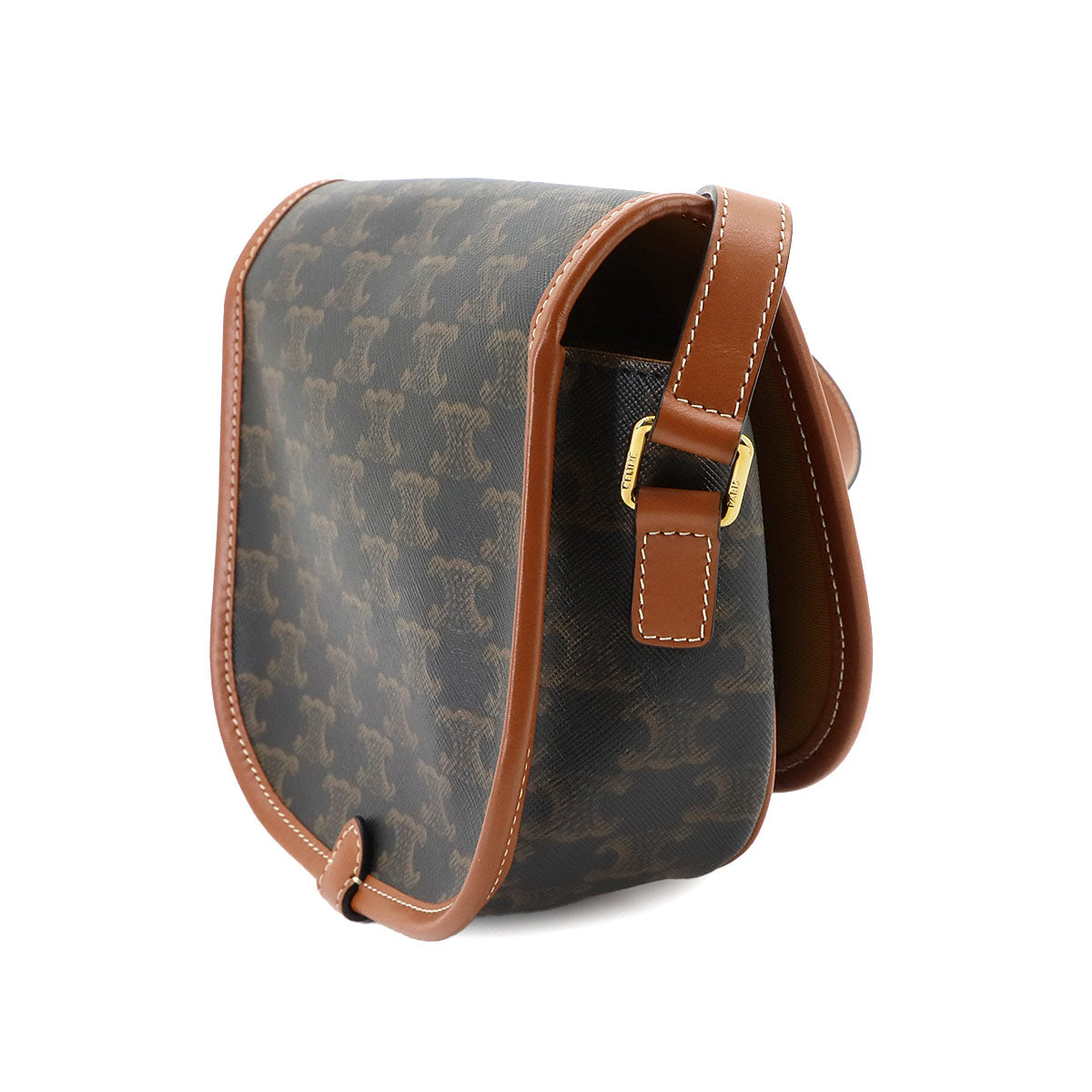 Triomphe Medium Folco Shoulder Bag PVC Leather Tan 191502