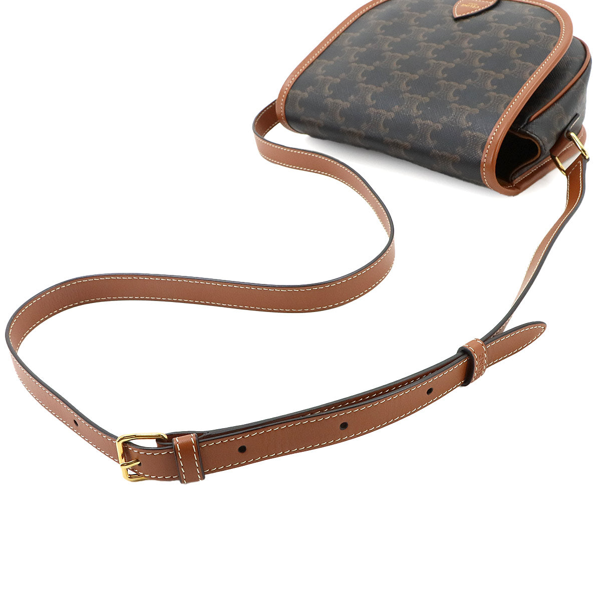 Triomphe Medium Folco Shoulder Bag PVC Leather Tan 191502