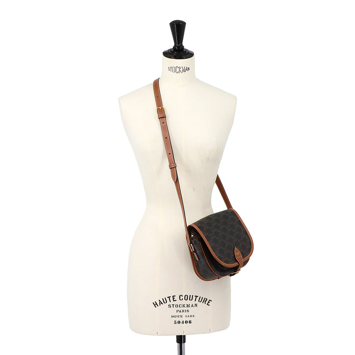 Triomphe Medium Folco Shoulder Bag PVC Leather Tan 191502
