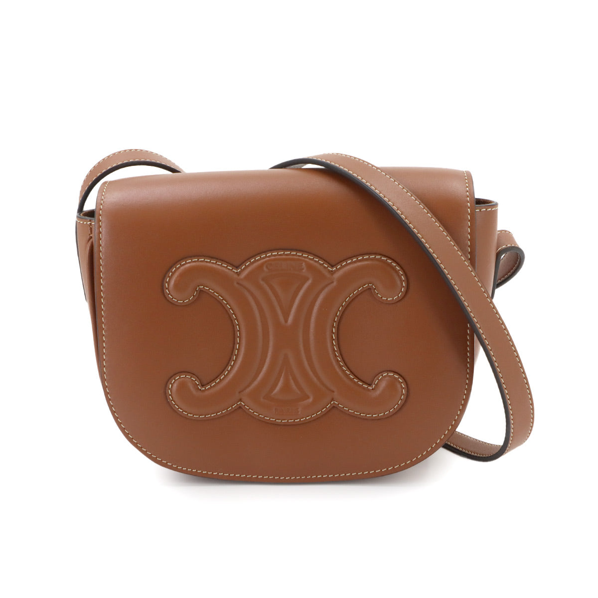 Folco Cuir Triomphe Bag Shoulder Leather Tan 198263DU3 Purse