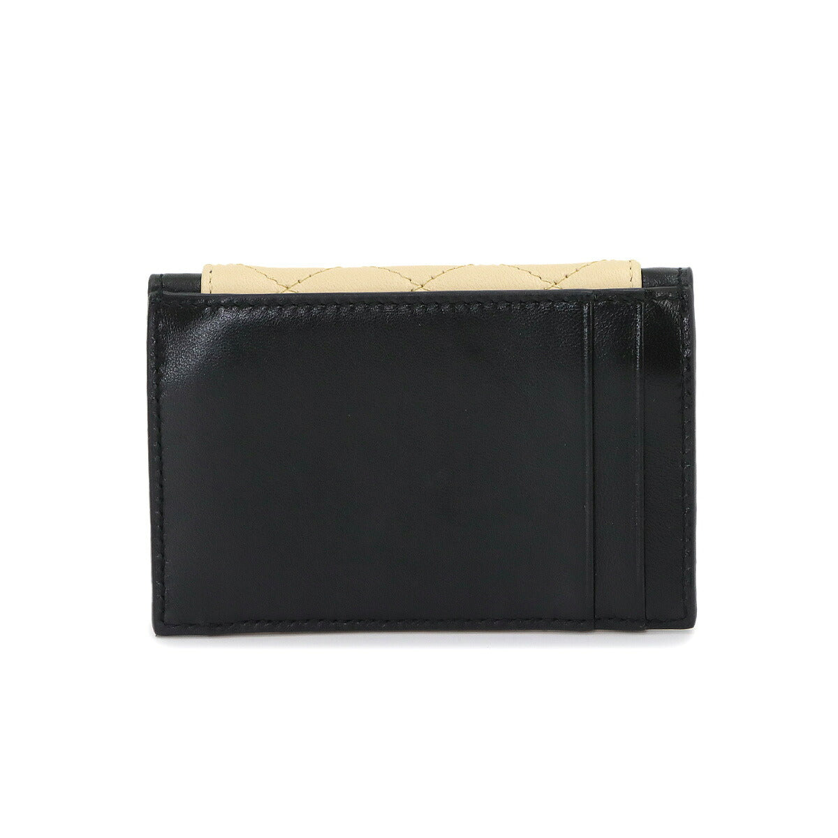 Gaby Flap Card Case Leather Beige Black 734921