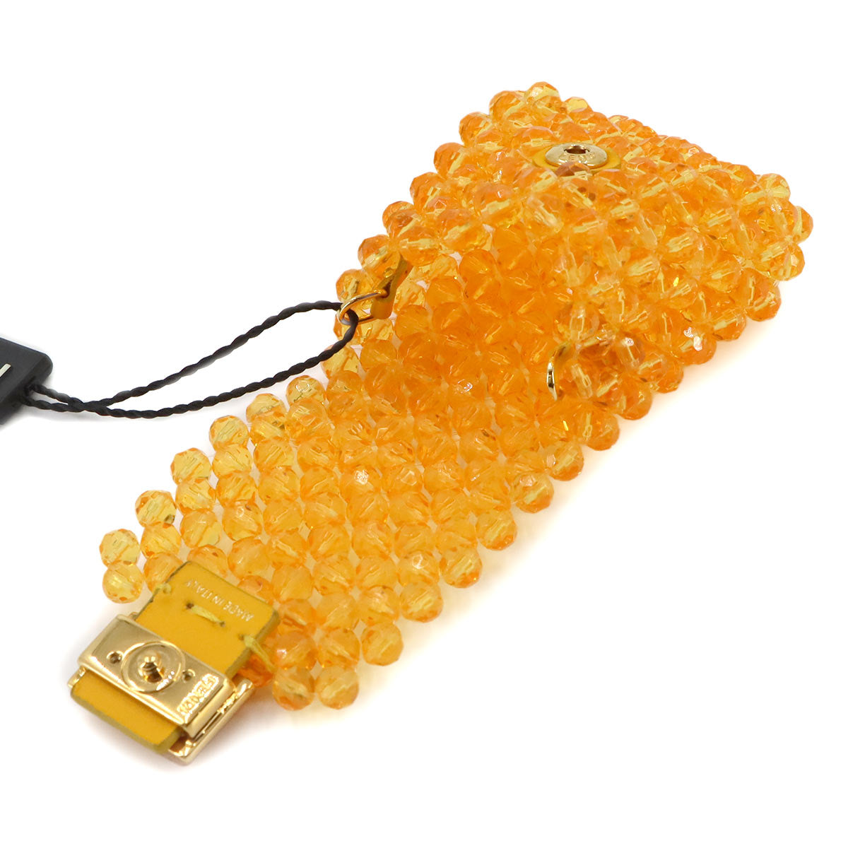 Pico Baguette Charm Shoulder Pouch Beads Leather Orange