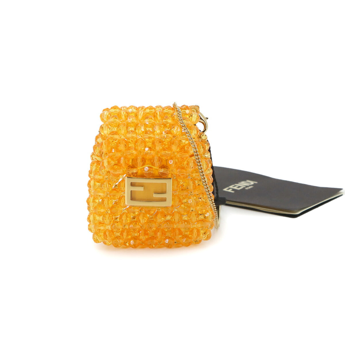 Pico Baguette Charm Shoulder Pouch Beads Leather Orange