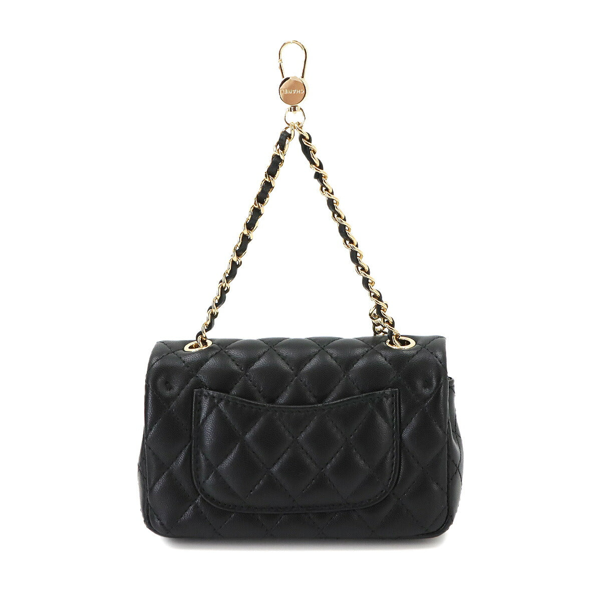 Matelasse Classic Mini Bag Charm Pouch Leather Black AP4760