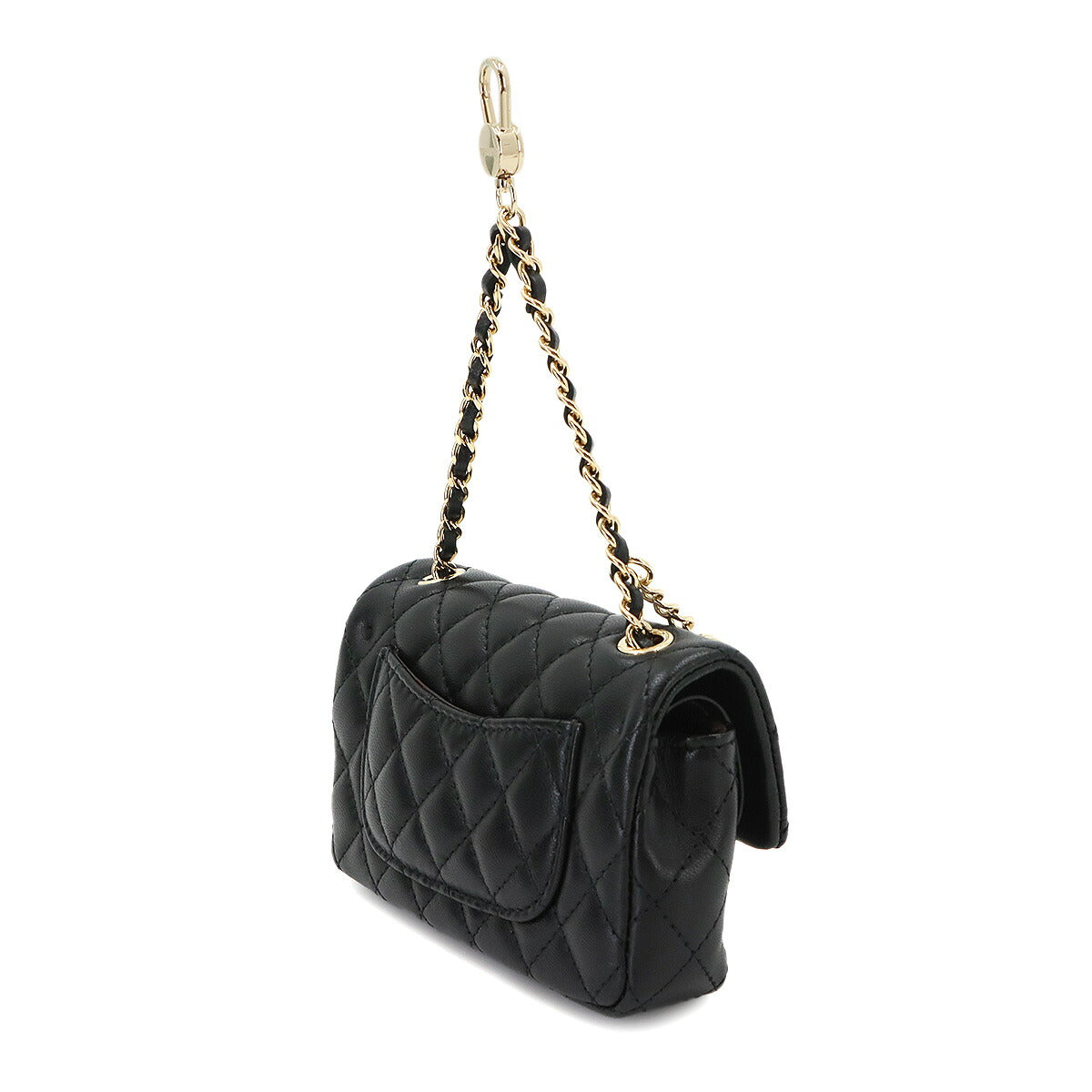Matelasse Classic Mini Bag Charm Pouch Leather Black AP4760