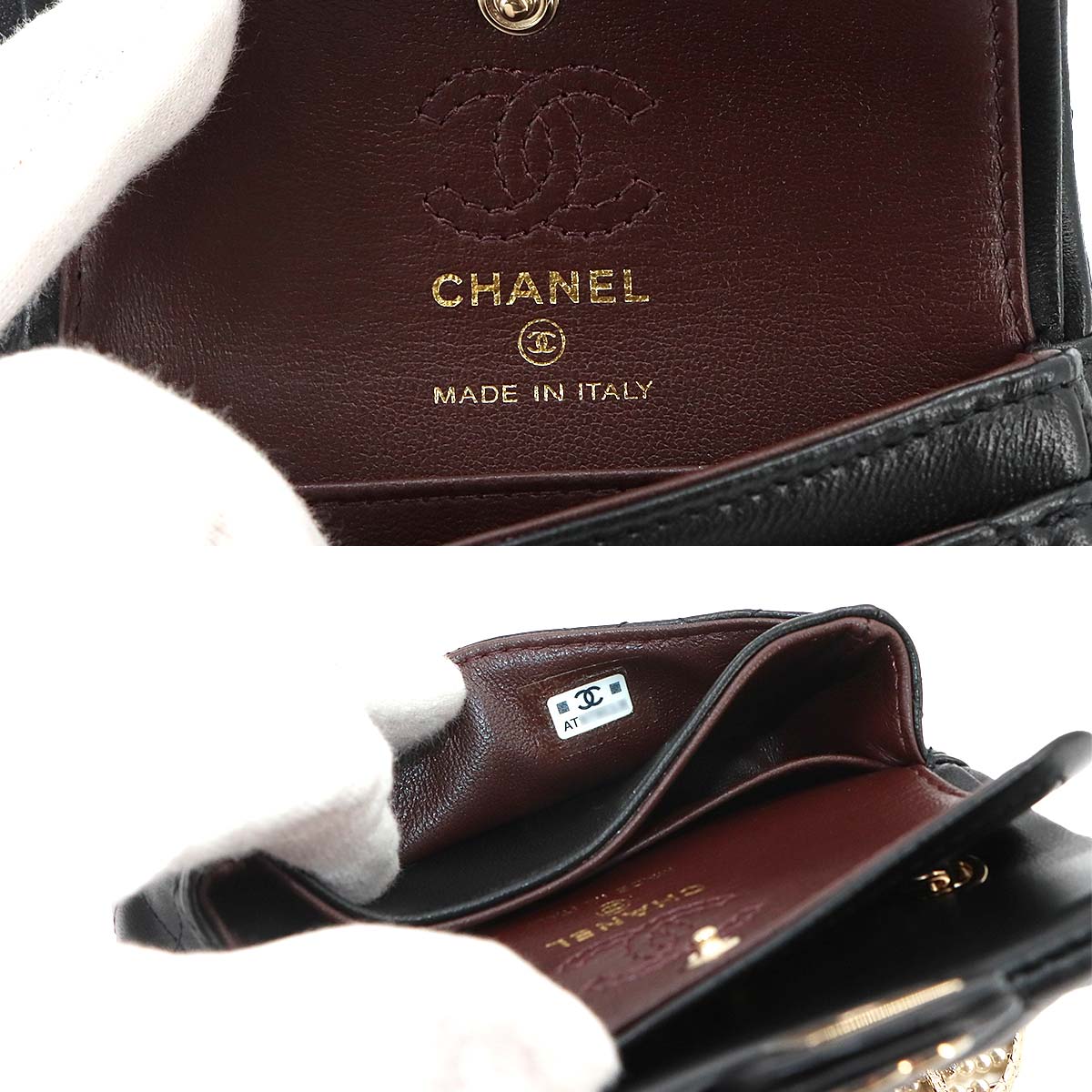 Matelasse Classic Mini Bag Charm Pouch Leather Black AP4760