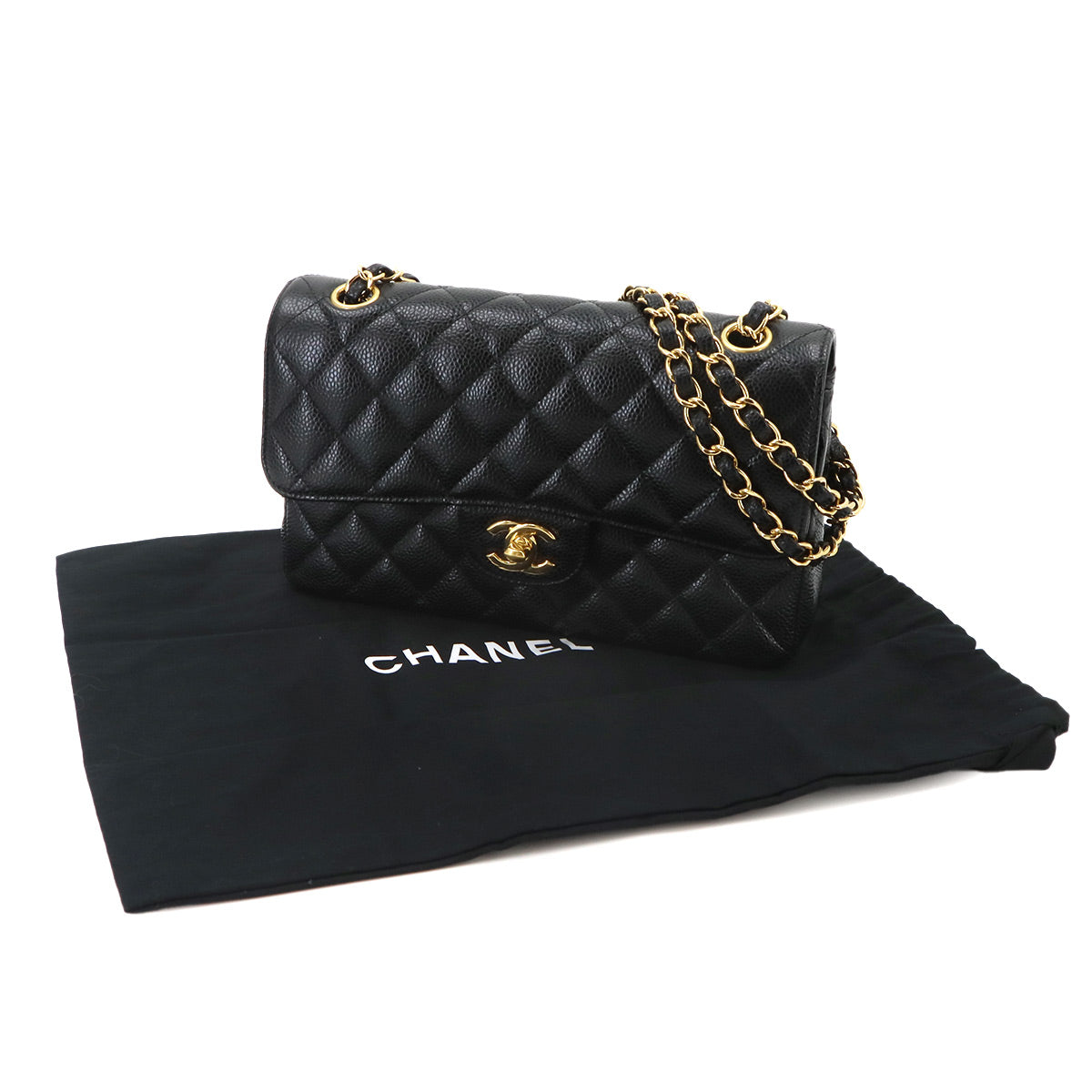 Matelasse 23 Chain Shoulder Bag Leather Black A01113