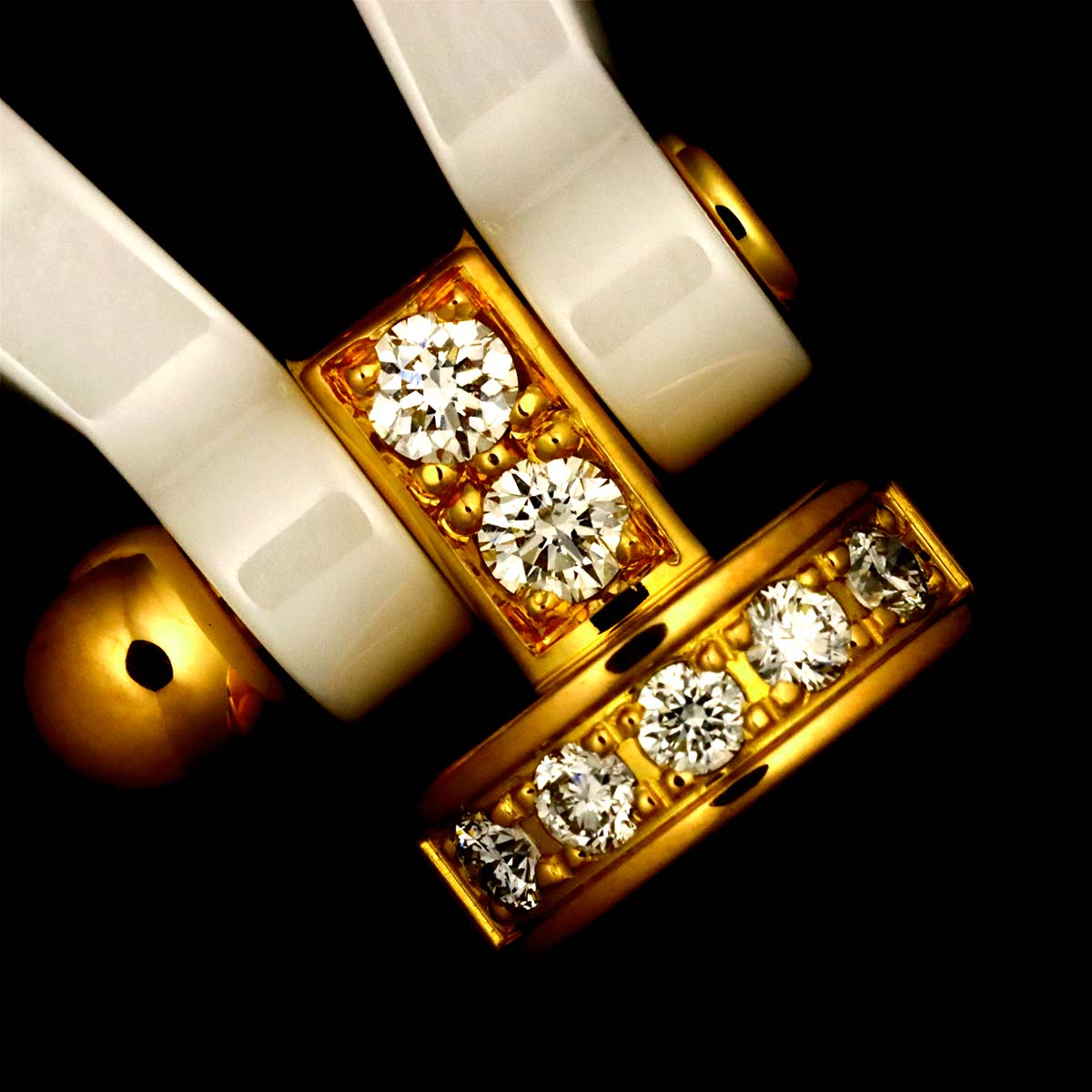 Force 10 LM Half Diamond Bracelet 18K PG Ceramic 750 Steel size19