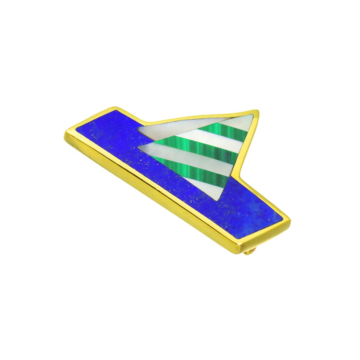 Multi Stone Brooch 18K Yellow Gold 750