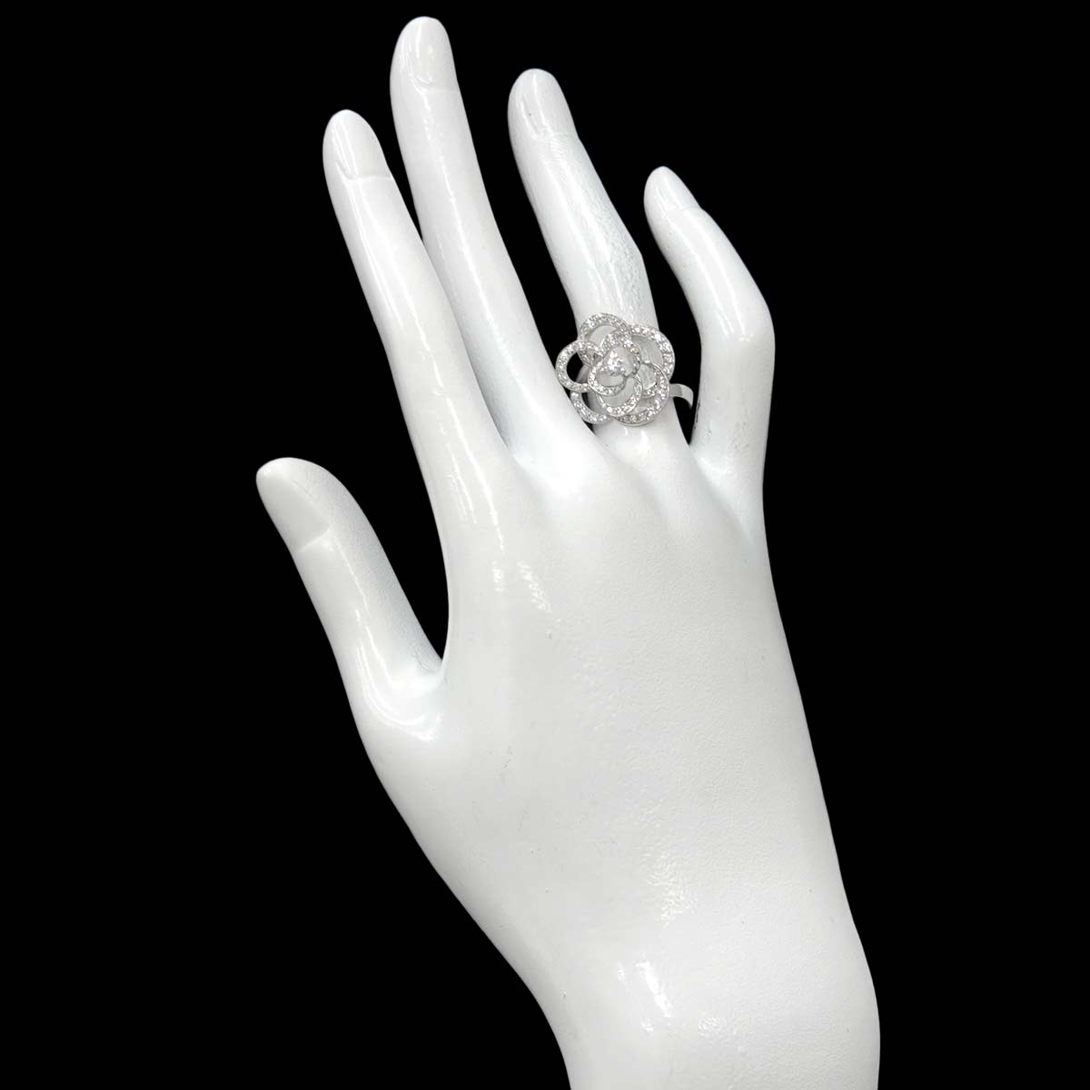 Camellia Diamond Ring 18K White Gold 750 size53 6-6.25(US)