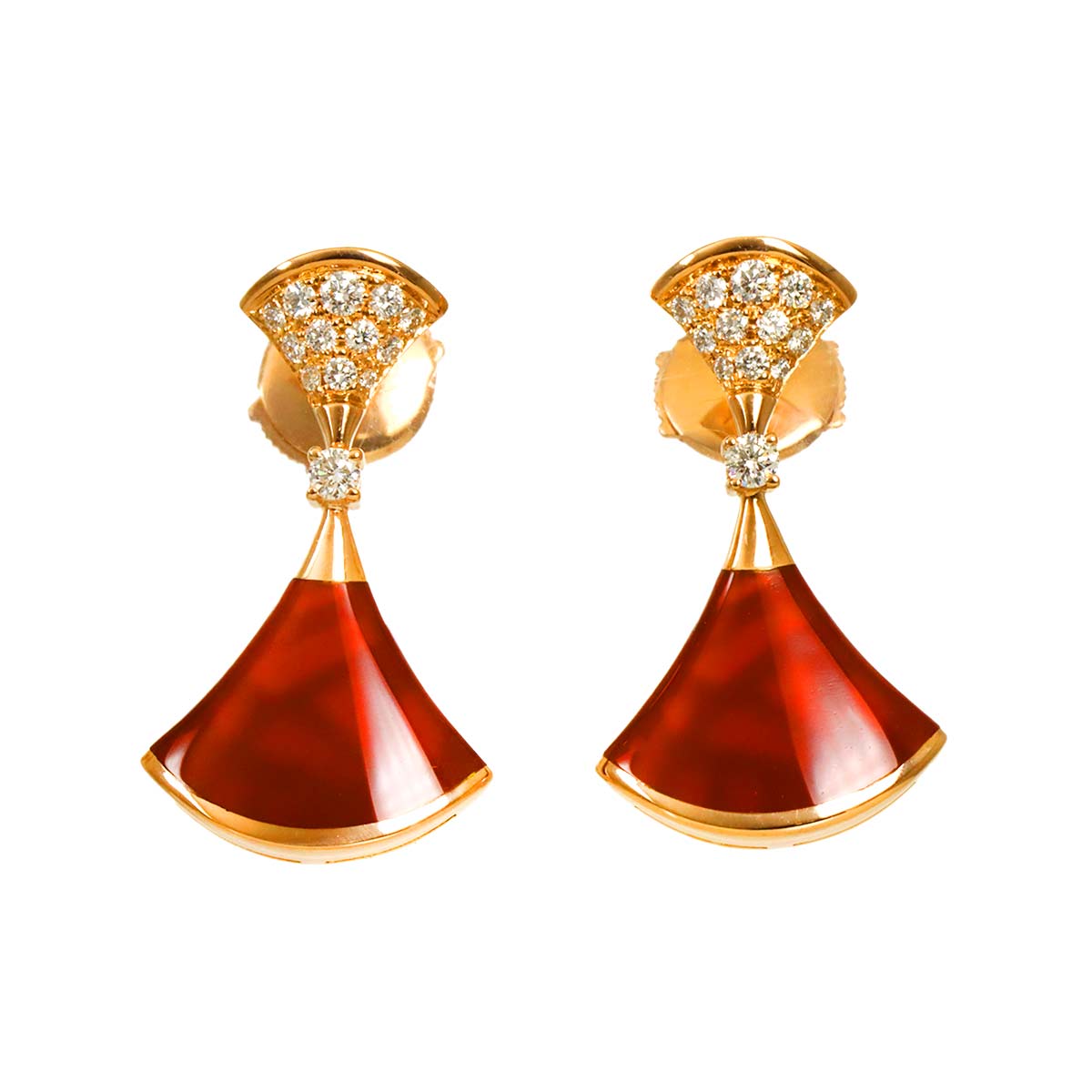DIVA DREAM Carnelian Diamond Earrings Pierced 18K PG