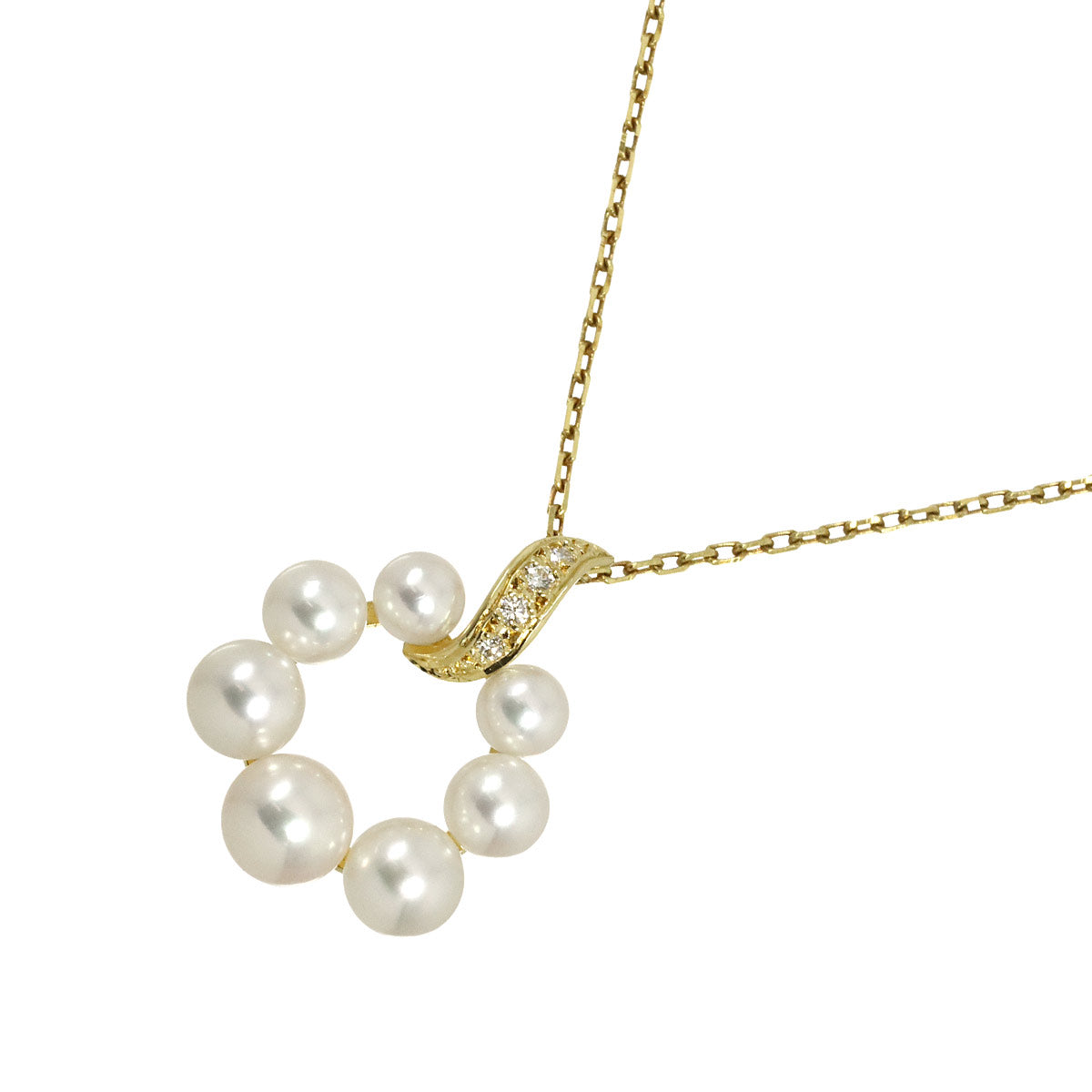 Akoya Pearl 5.7-4.0mm Diamond Necklace 18K YG 750