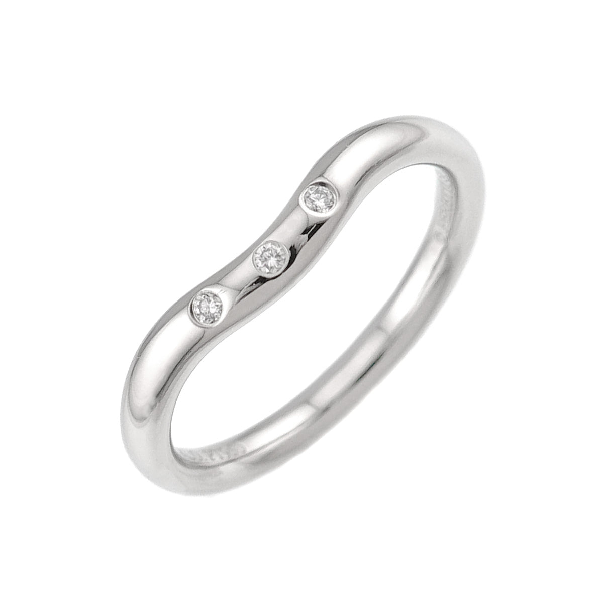 Curved Band Diamond Ring Platinum size4-4.5(US)