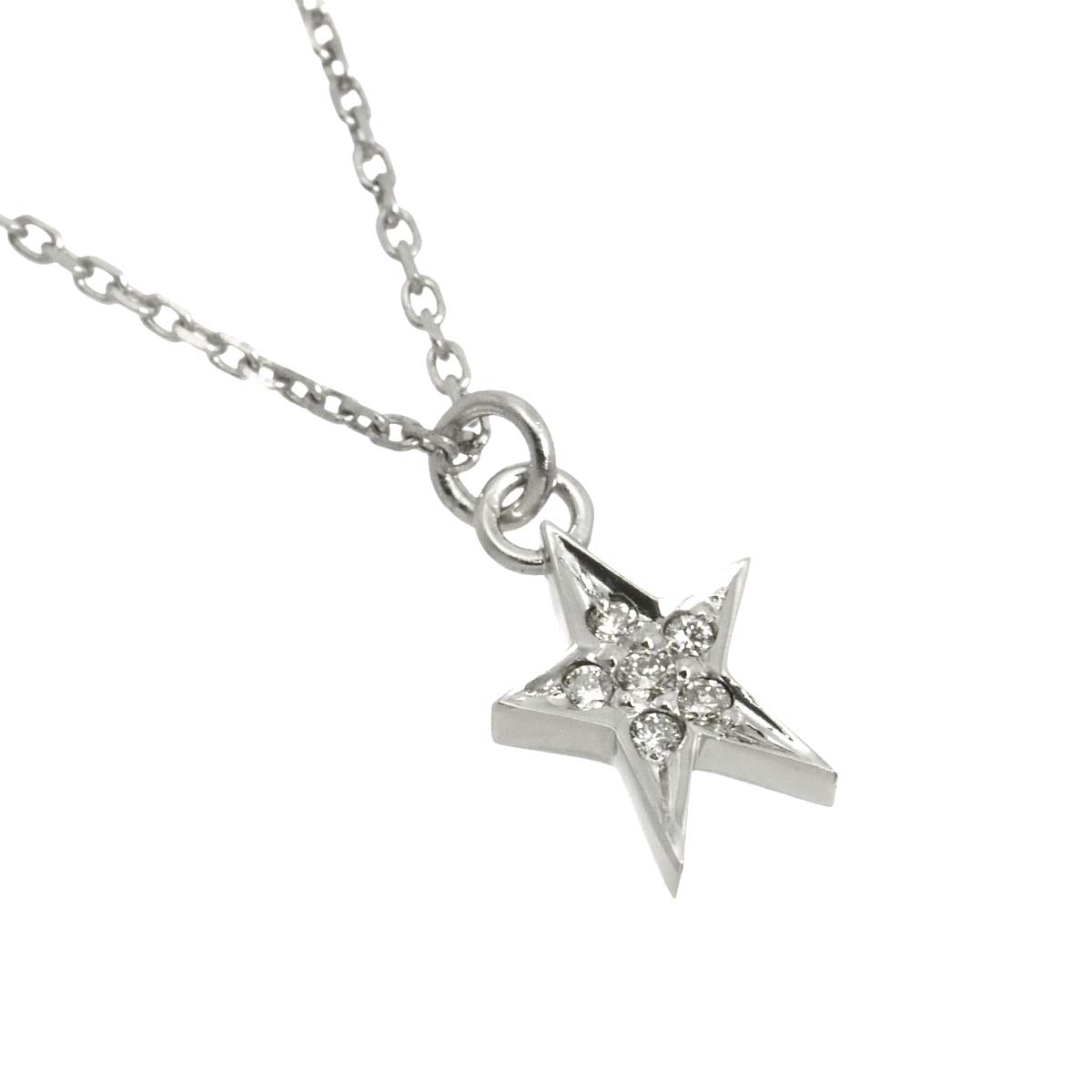 Diamond Star Necklace 18K WG 750