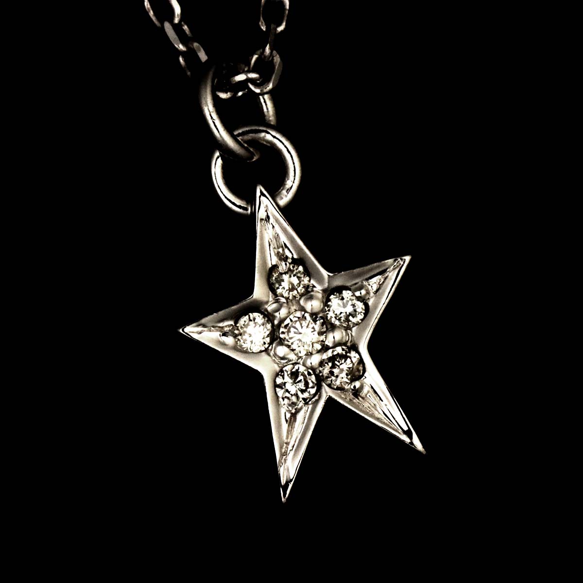 Diamond Star Necklace 18K WG 750