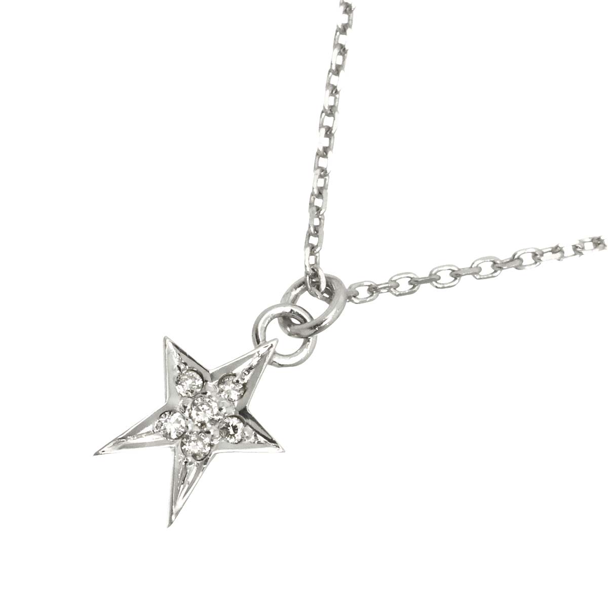 Diamond Star Necklace 18K WG 750
