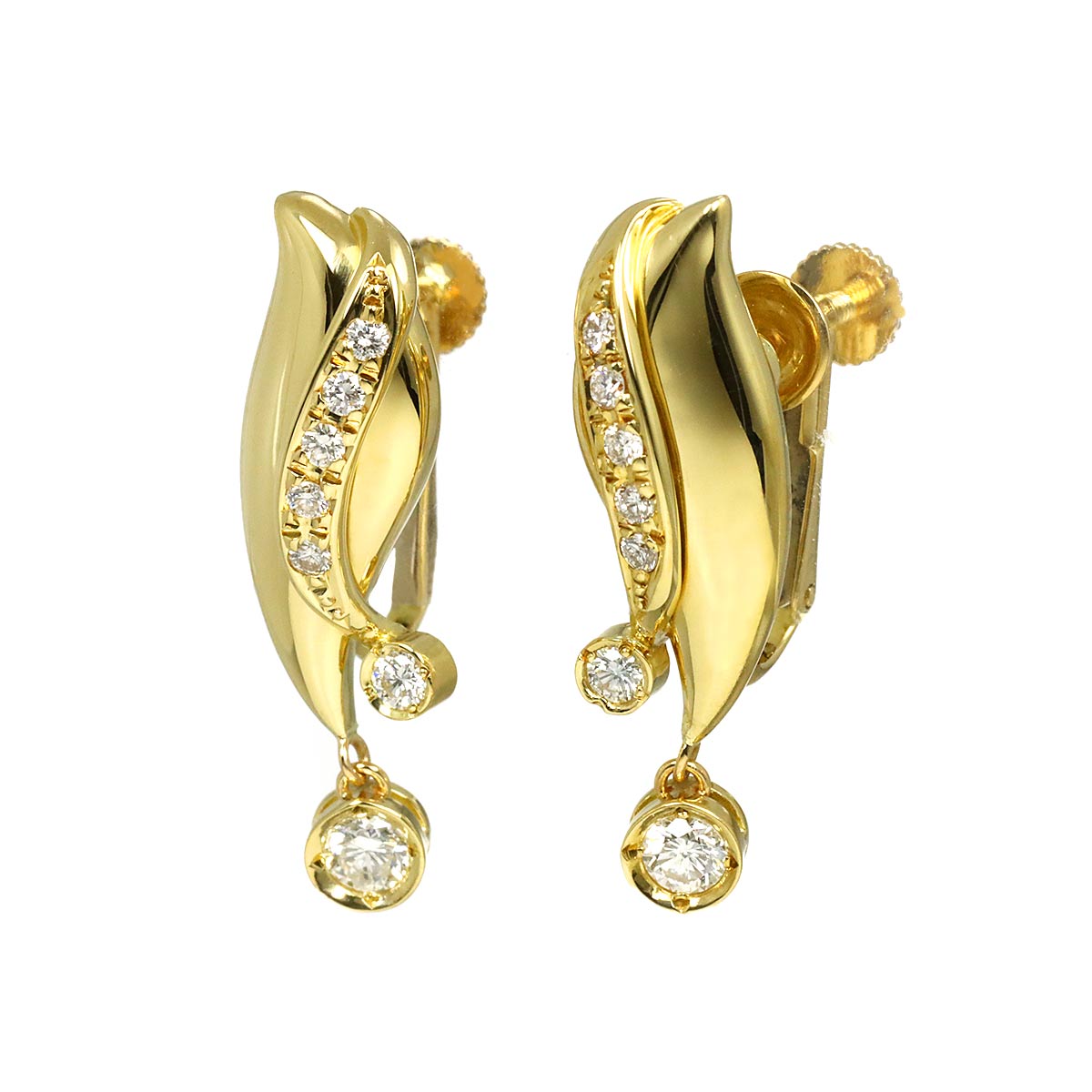 Diamond 0.65ct Earrings Clip on 18K Yellow Gold 750