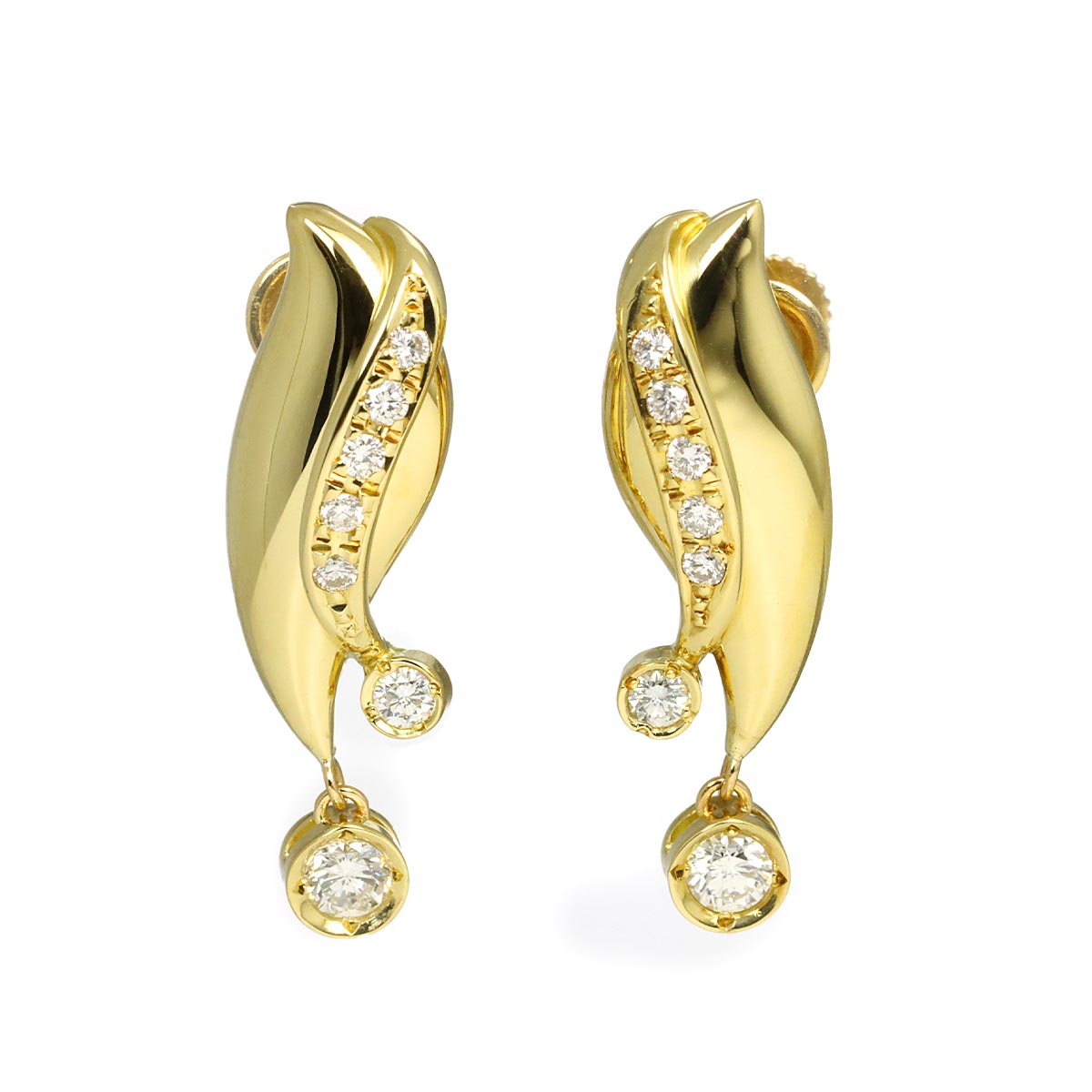 Diamond 0.65ct Earrings Clip on 18K Yellow Gold 750