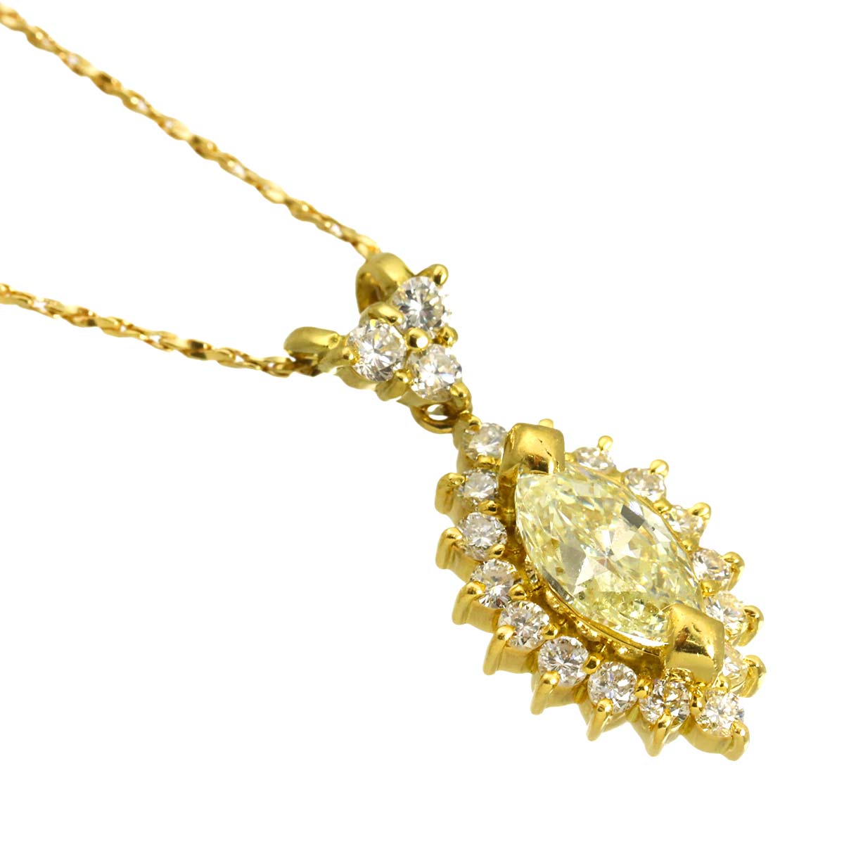 Diamond 1.01ct/0.12ct/0.40ct Necklace 18K YG Yellow Gold 750