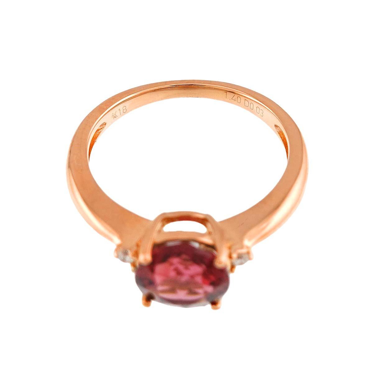 Tourmaline 1.40ct Diamond 0.03ct Ring 18K PG 750 Size5.5-5.75(US)