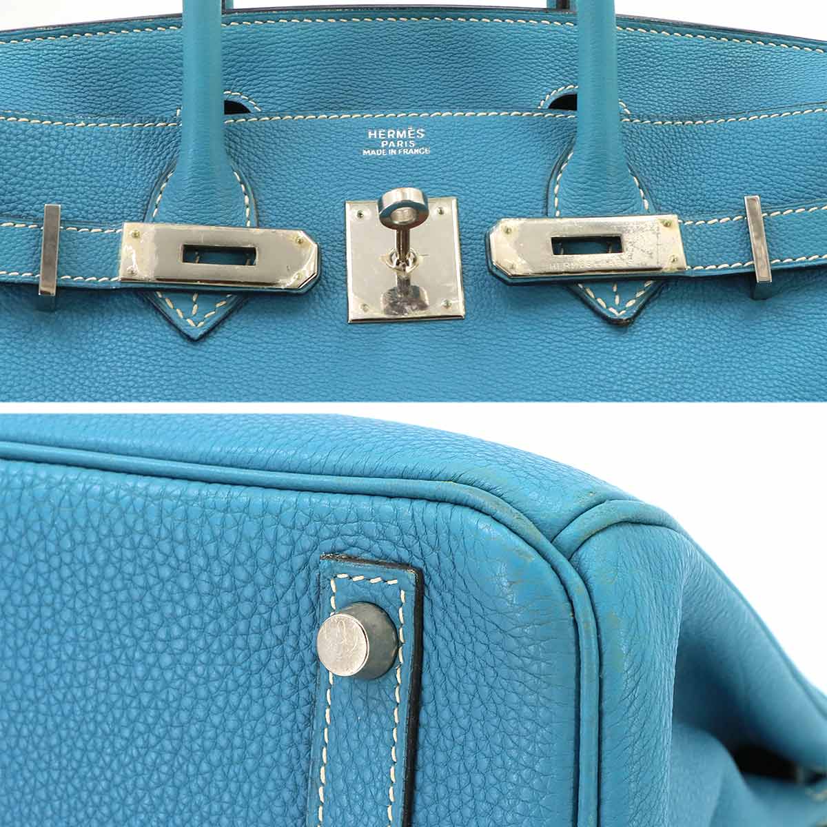 Birkin 30 Hand Bag Togo Blue Jean Purse