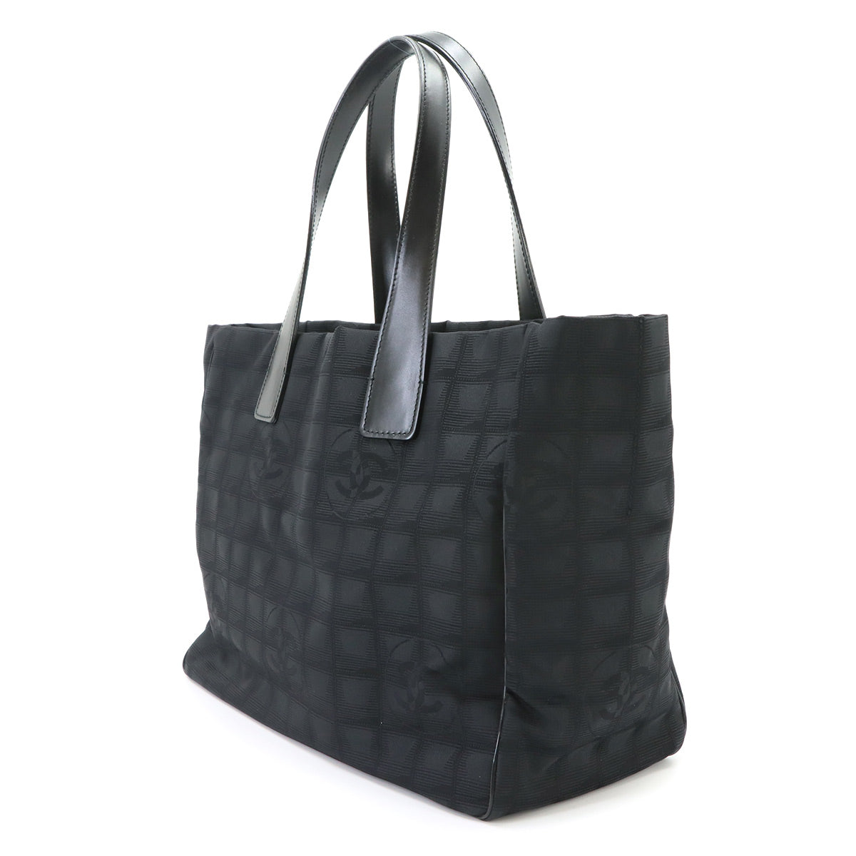 New Travel Line Tote MM Bag Nylon Jacquard Leather Black A15991