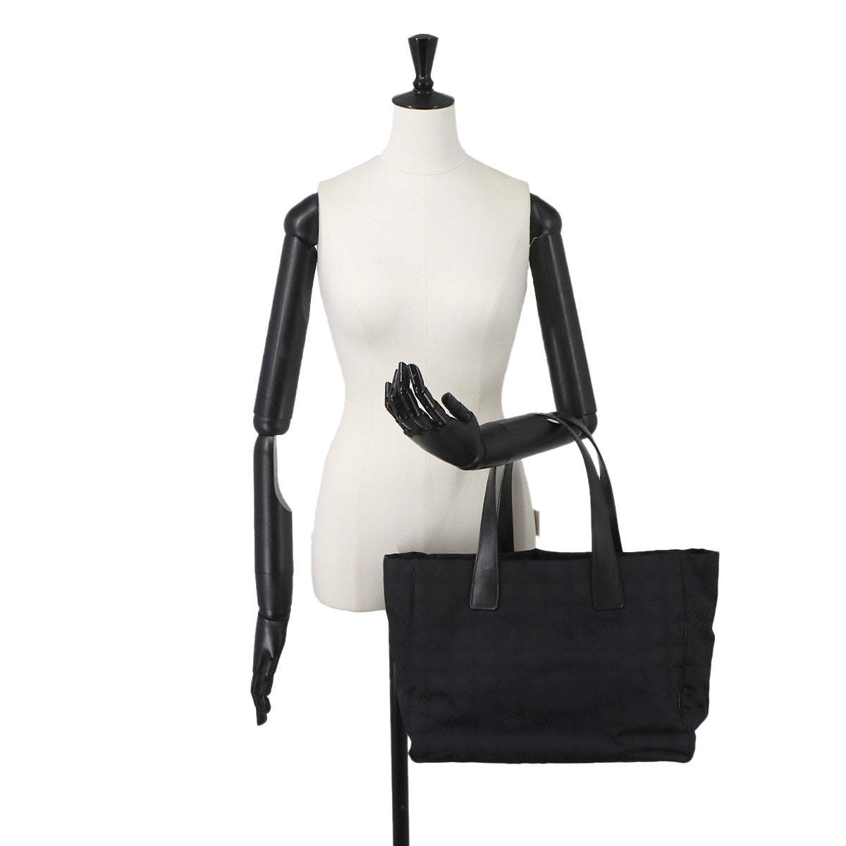 New Travel Line Tote MM Bag Nylon Jacquard Leather Black A15991